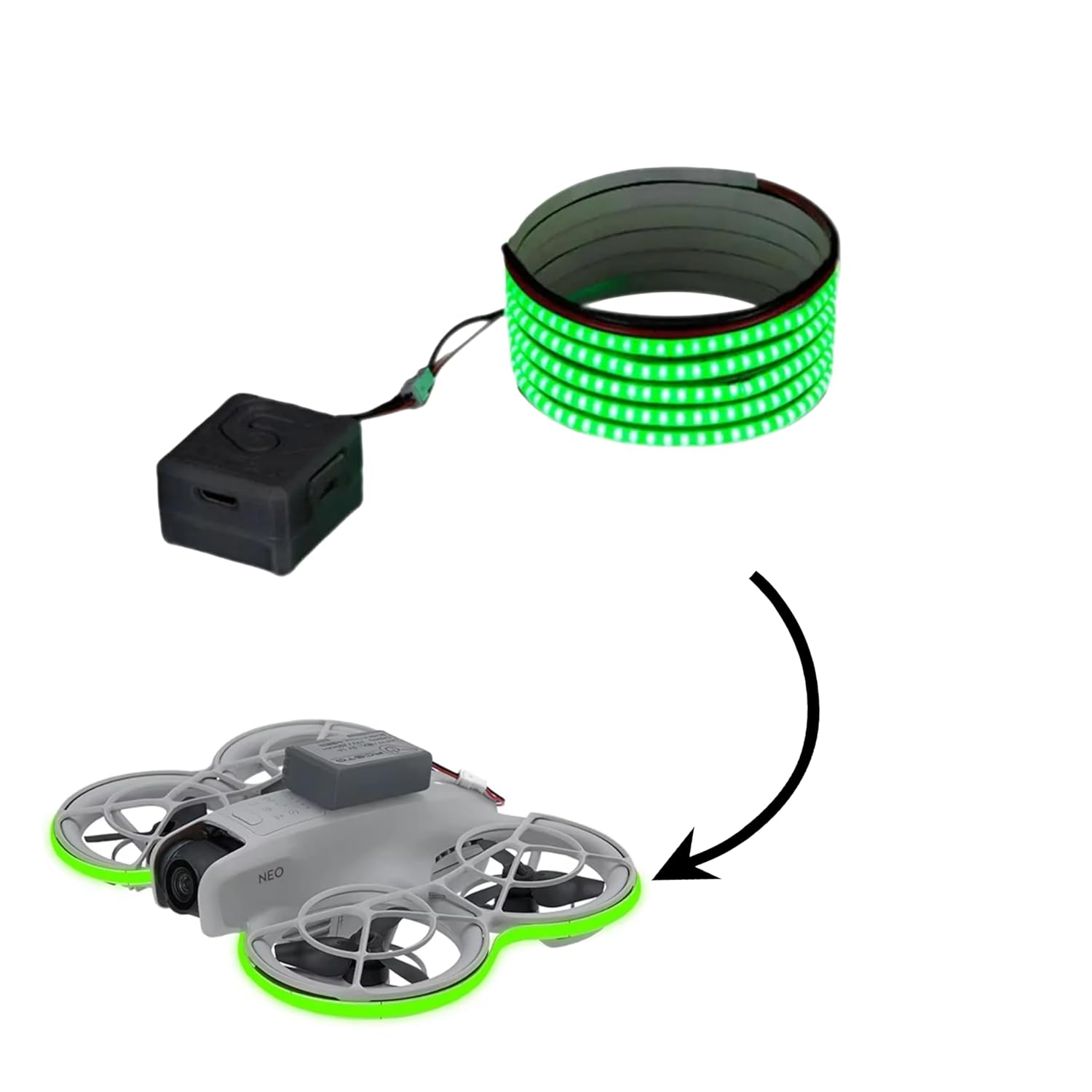 Neo Waterproof Lamp Belt 3 Modes Night Flying Led Light Strap Accessories (Fluorescent Green)