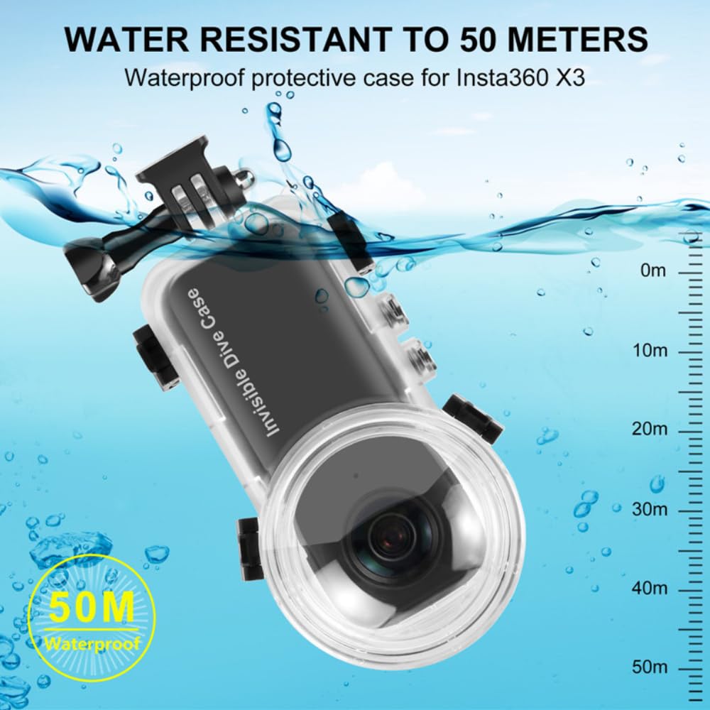 Waterproof Invisible Underwater Dive Case for Insta360 One X3 (50m) (view 5)