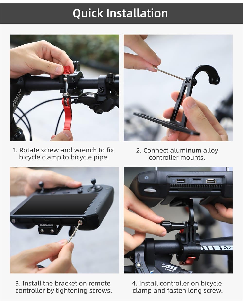 Bike Bracket Mount For Dji Mavic 2 Pro/Mavic Air 2/ Air 2S/ Mavic 3 Rc pro and Smart Controller And Action Cameras Accessories