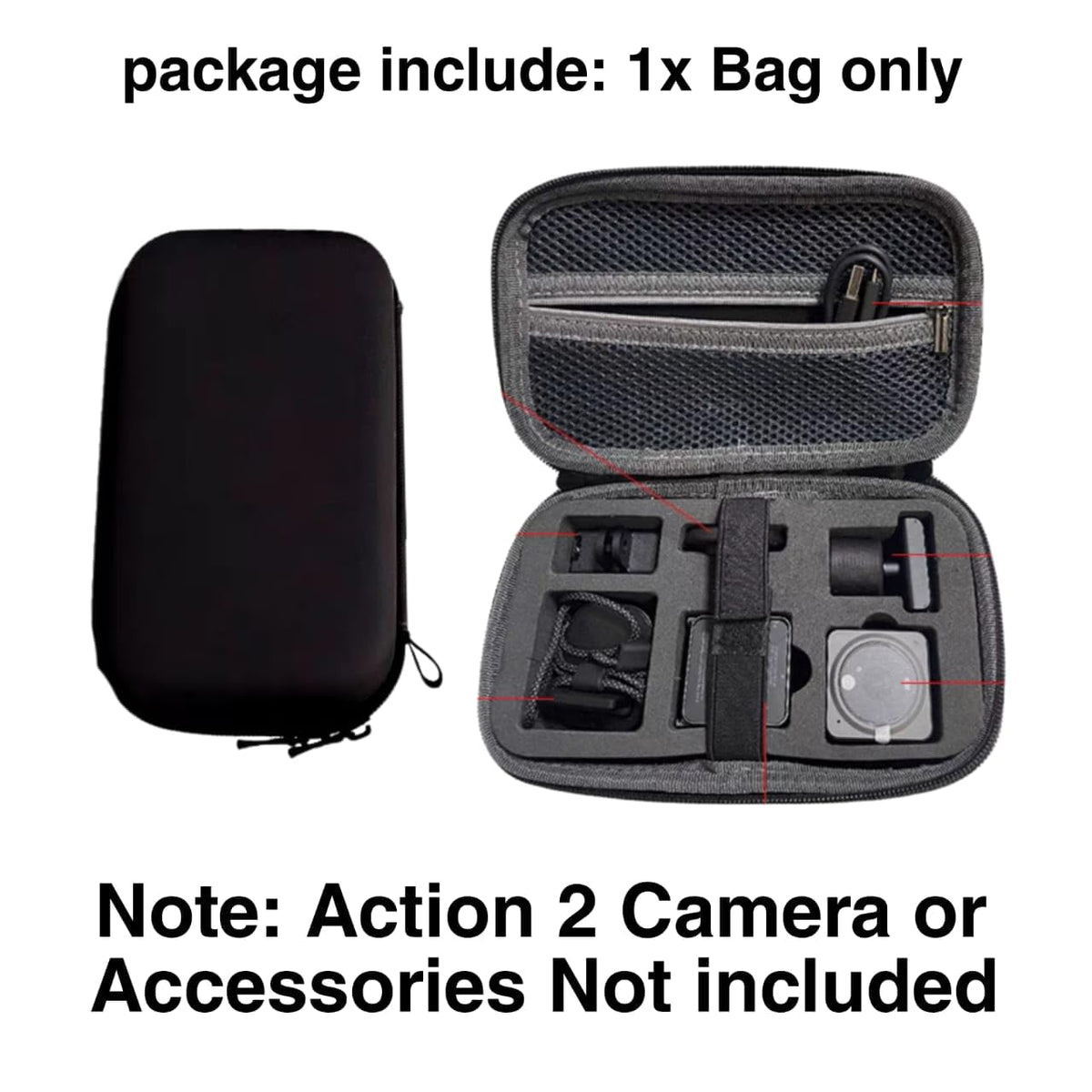 Compact Carrying Case for DJI Action 2 Camera and Accessories (view 2)