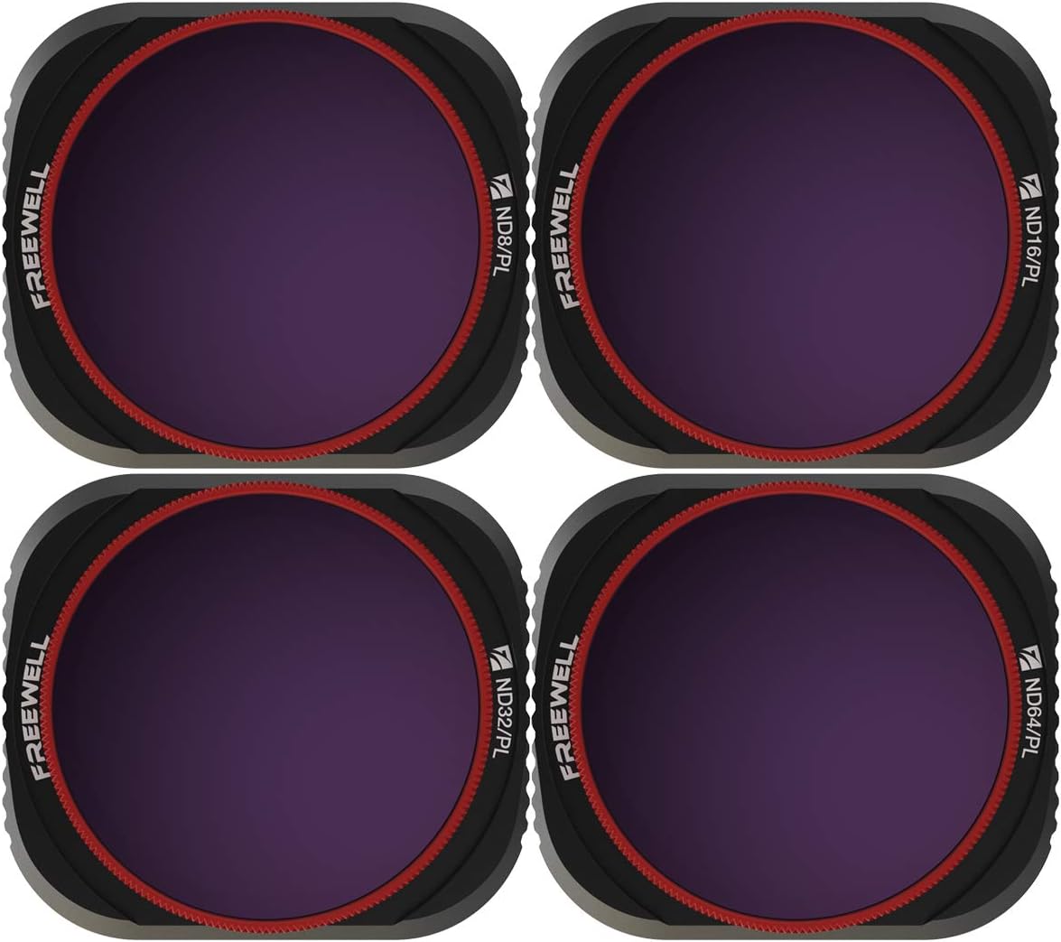 Freewell Bright Day – 4K Series – 4Pack ND8/PL, ND16/PL, ND32/PL, ND64/PL Camera Lens Filters For Dji Mavic 2 Pro