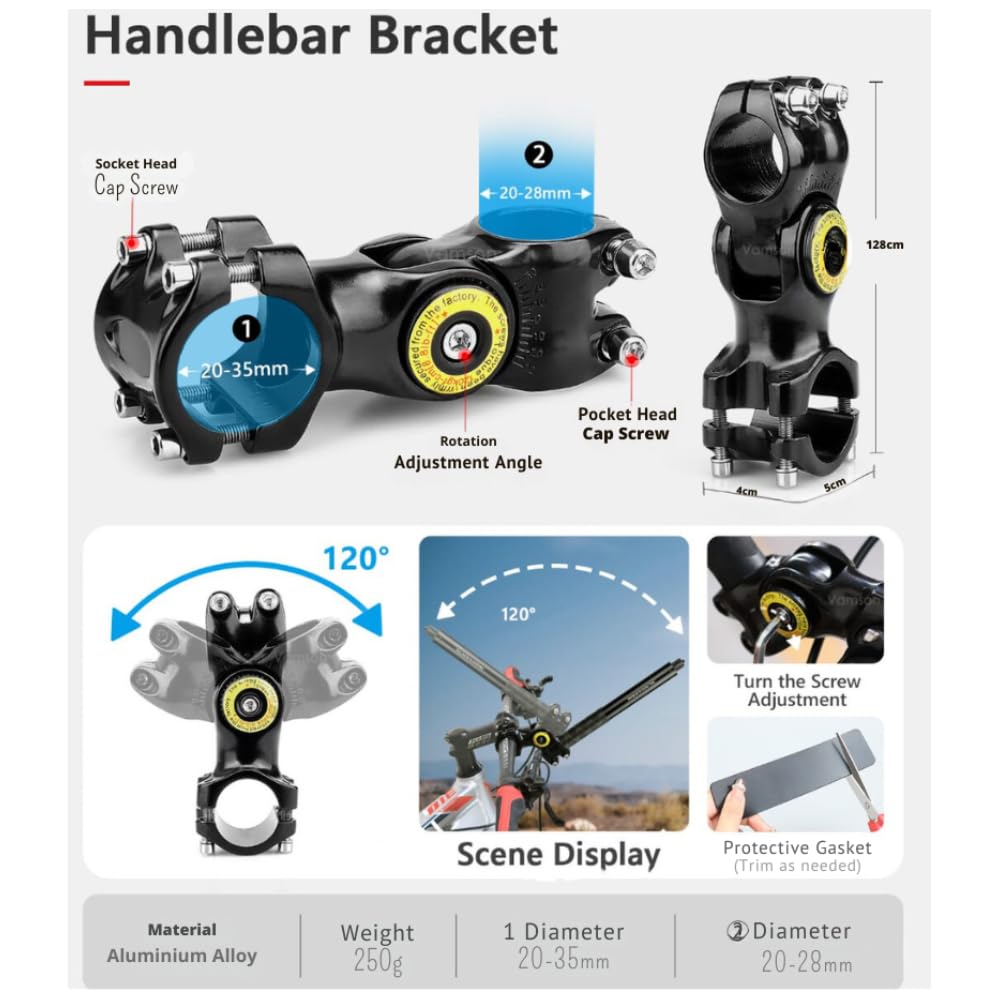 Bike Bracket for Action Camera Insta360 One X4/X3/X2, GoPro sereis, Osmo Action 4/3, Pocket Series