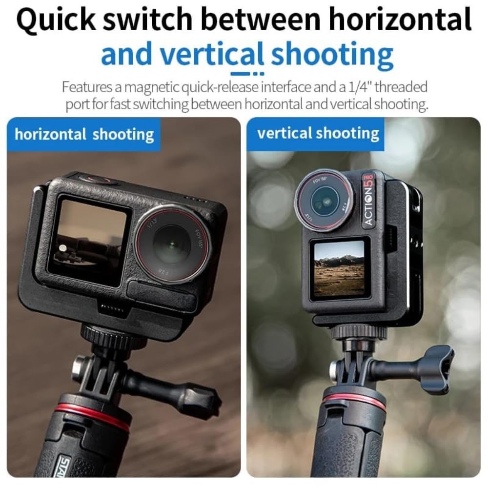 Vertical-Horizontal L Shape Magnetic Base Mount For Action 3/4/ 5 pro Camera Aluminium Alloy Mounting Accessory
