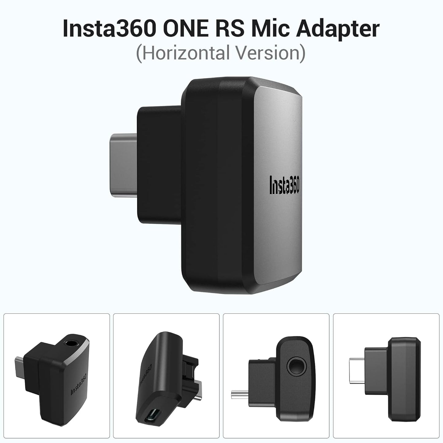 Insta360 ONE RS Dual Mic Adapter, Capture Audio 3.5mm Mic USB-C Port (Horizontal Version)