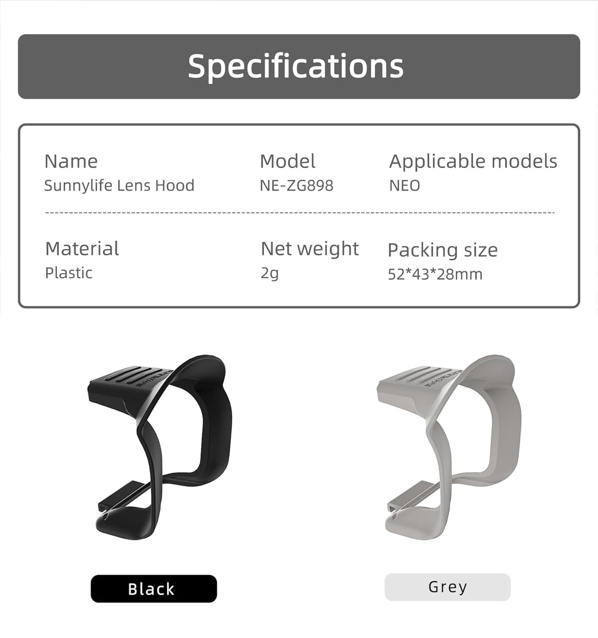 Gimbal Camera Crash Guard and Sun Shade for DJI Neo (Grey) (view 5)