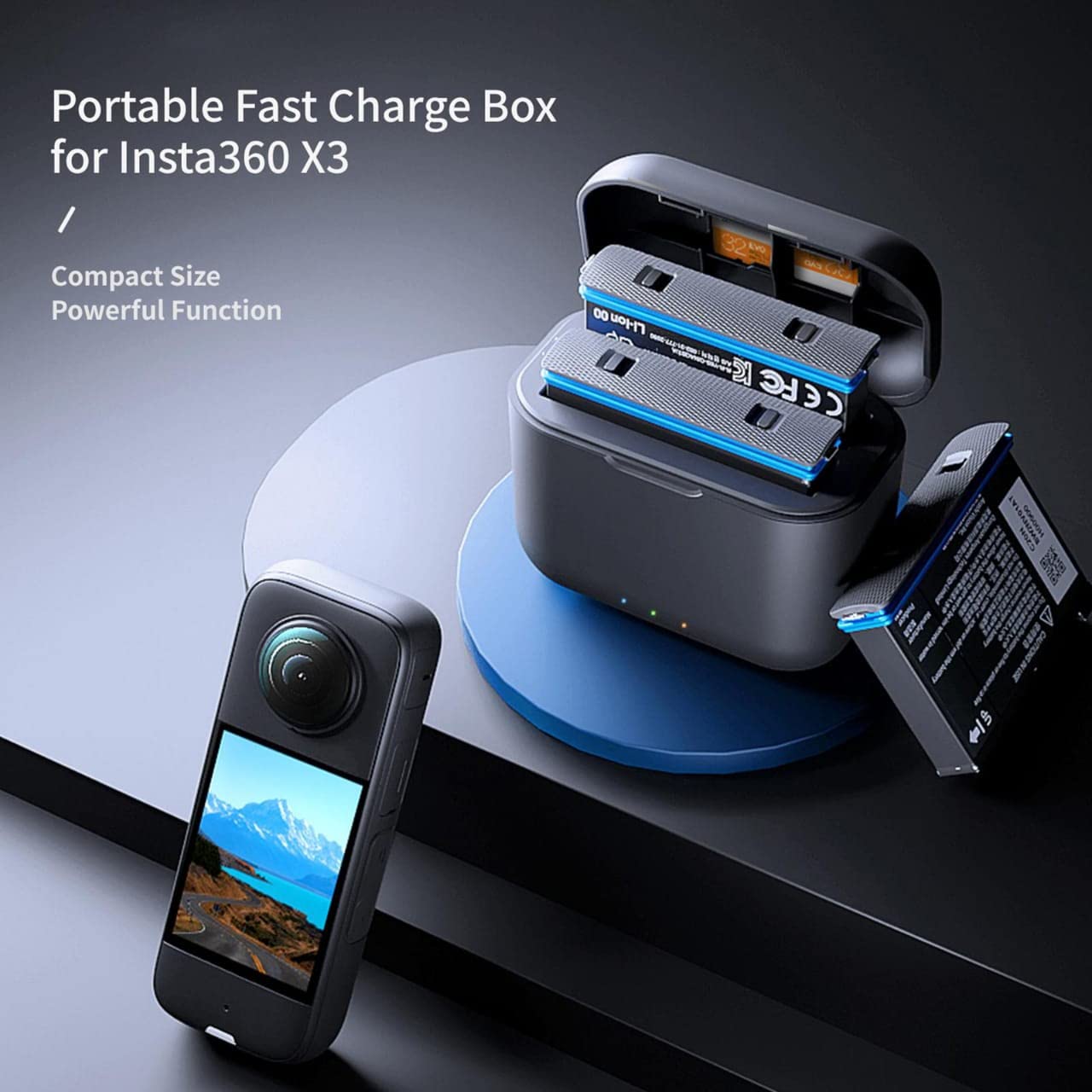 Amagisn Charging Hub for Insta360 one X3 Portable 2 Channel Battery Fast Charger with Misro SD Card Slots and Up 80% Charge in 35 Minutes