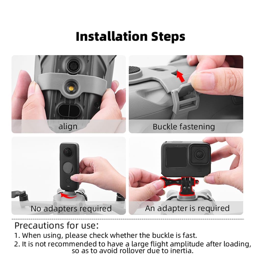 Action Camera Holder Mount for DJI Air 3 / 3S with 1/4 Adapter (view 3)