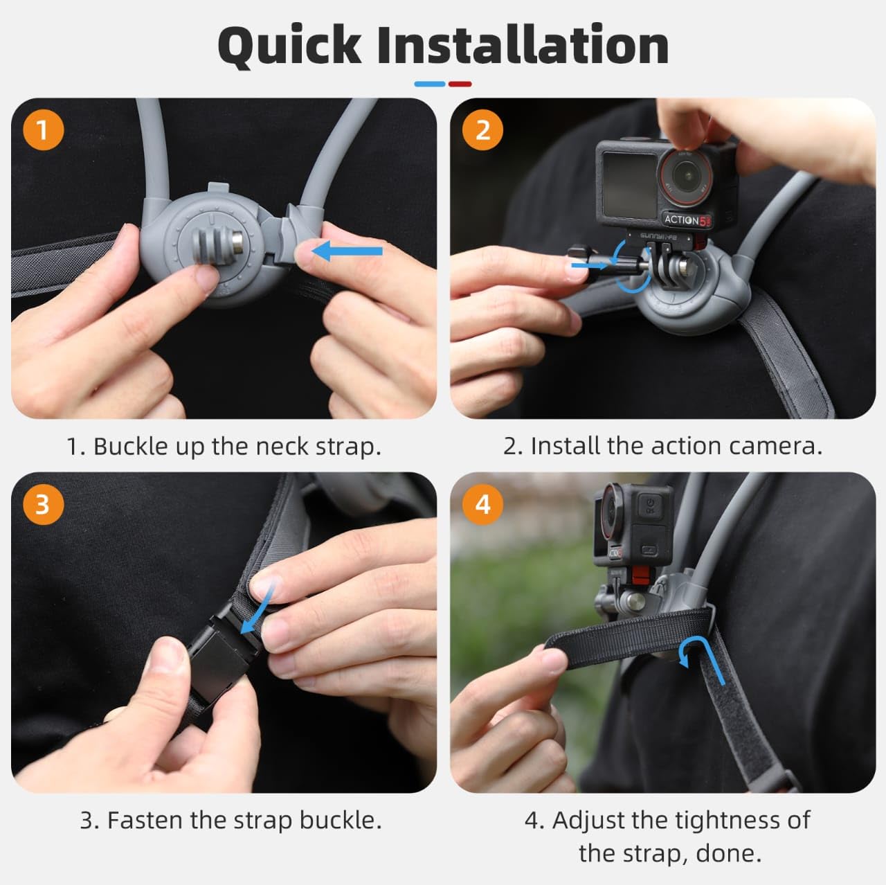 Sunnylife POV Neck Mount for Action Camera For DJI Osmo 360, Action 3/4/5 PRO, Insta360 X3,X4,X5,ACE 2 PRO, Gopro Series Camera Accessories