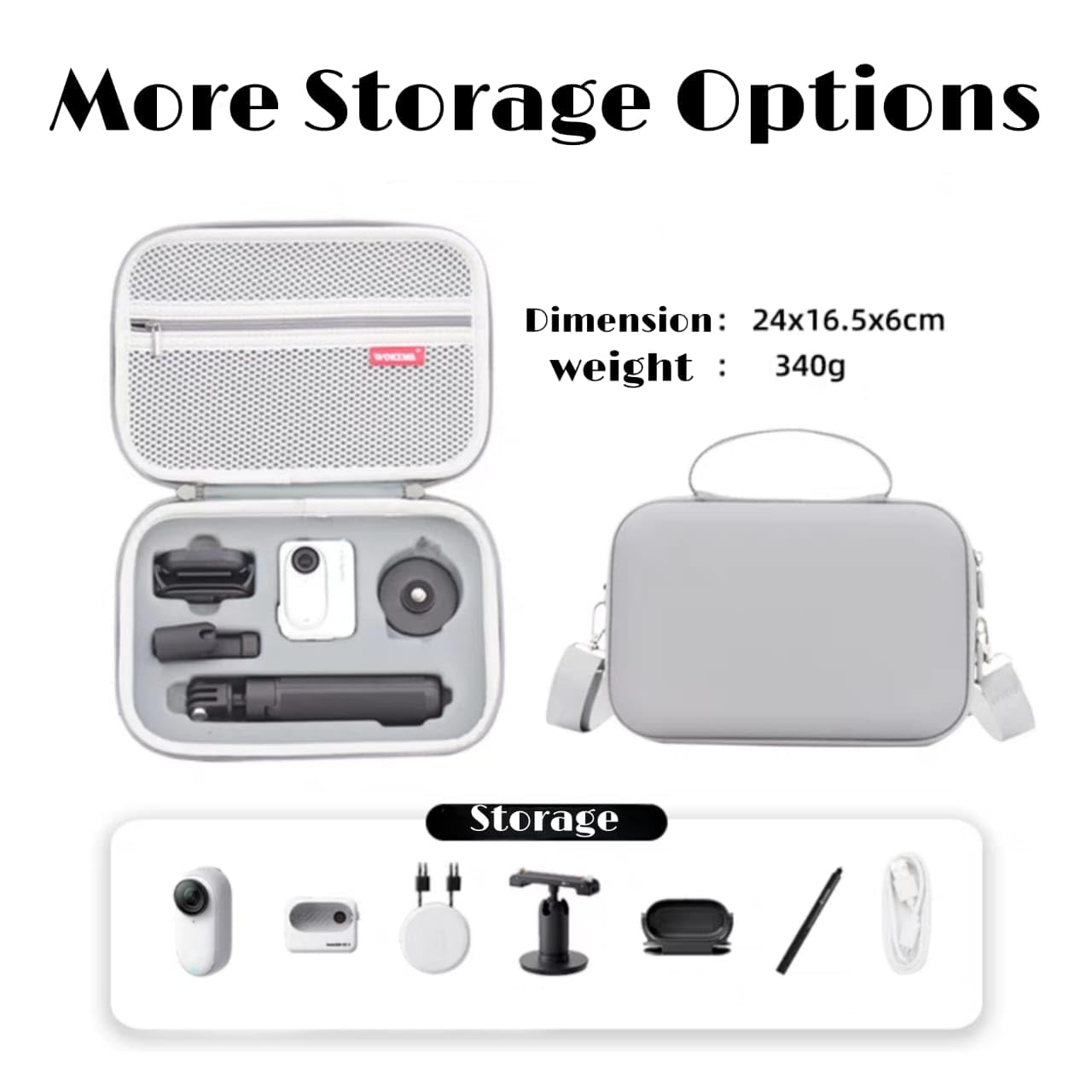 Carrying Case Bag for Inst360 Go3 & Accessories Storage Protective PU Case