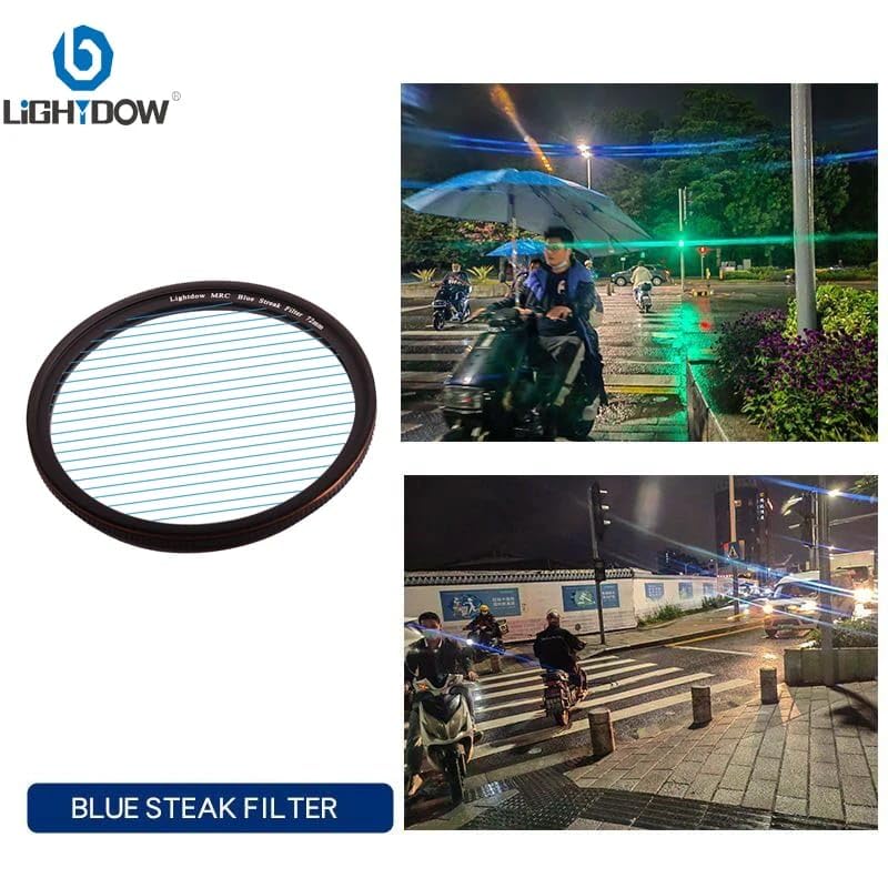 Streak Lens For iPhone 13/14/ 15 & Plus, Vivo X90 Mobile Cover, DSLR Camera (Blue, 52mm)