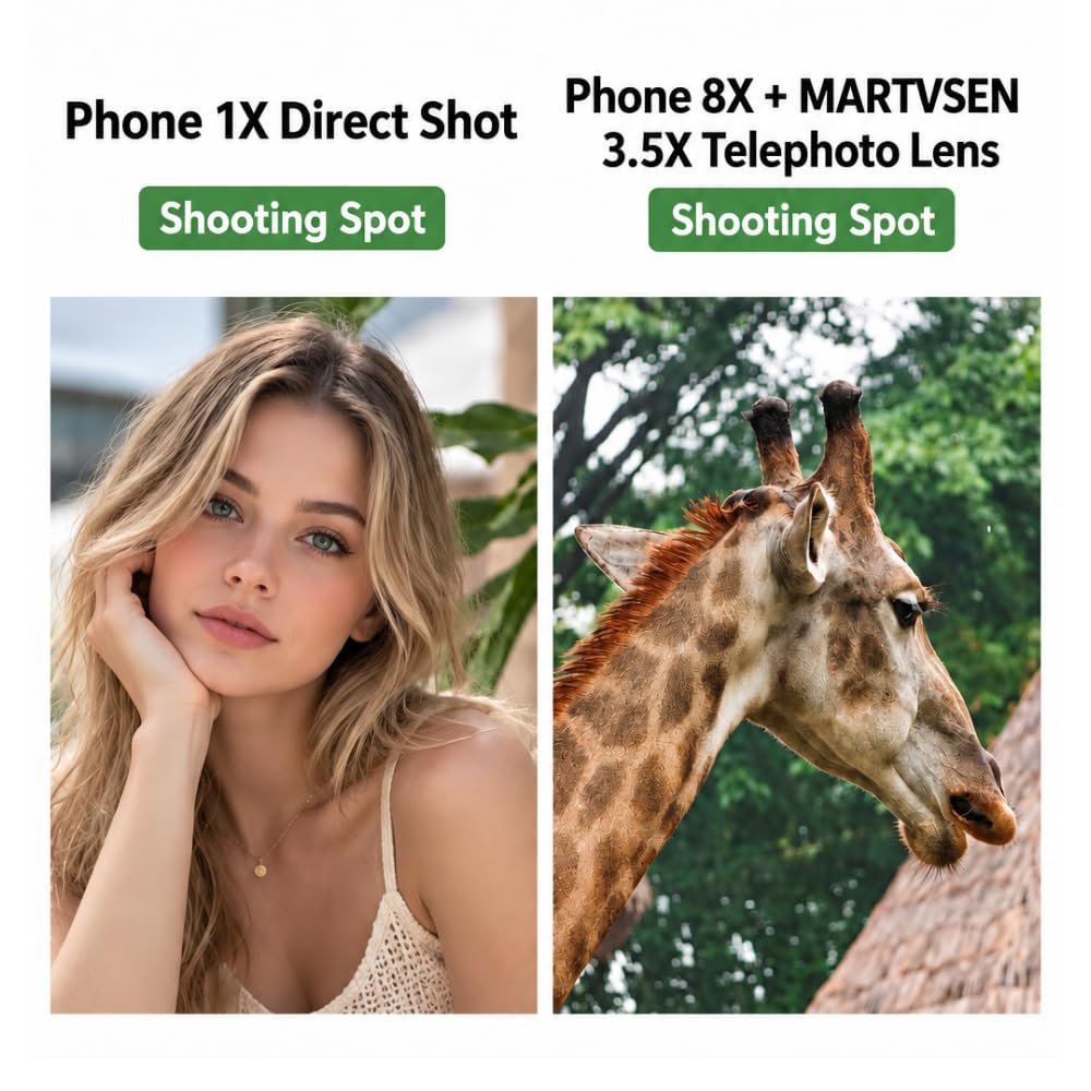 Martvsn 3.5X Telephoto Lens for Smartphone with Universal Clip-On Mount