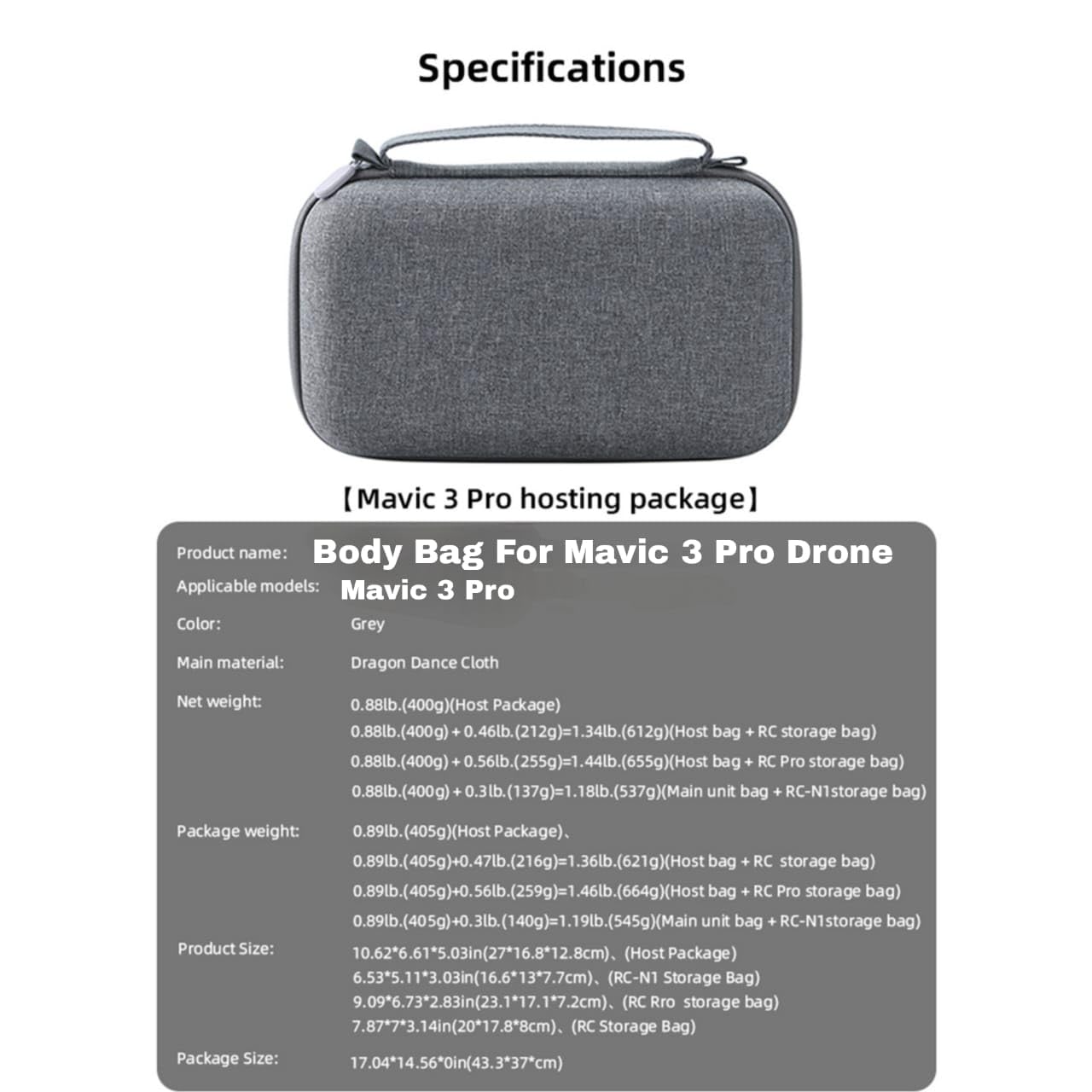 DJI Mavic 3 Pro Drone Body Bag  Custom Fit for Air Travel and Storage