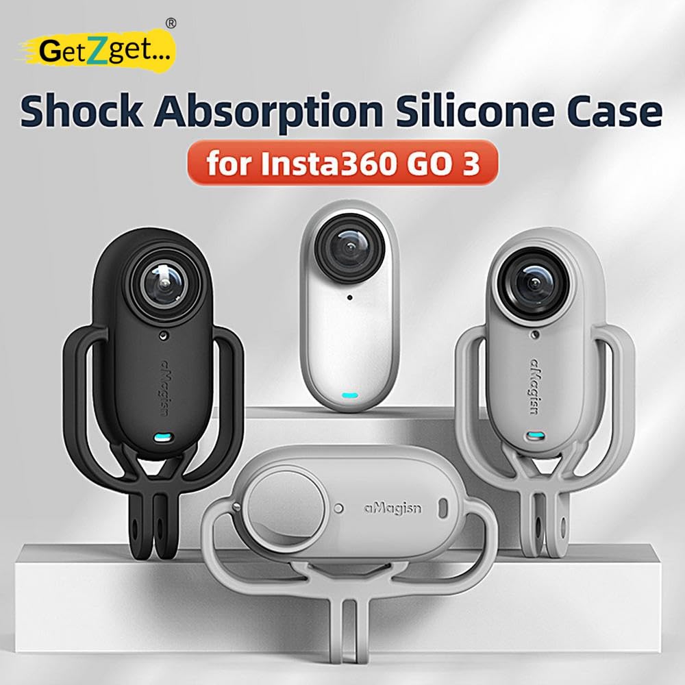 Vertical Mount Cover for insta360 Go 3 Silicone Case Shockproof Designed Mount Frame 1/4 Thread Adapter Install on DJI Drone, Bike, Cycle, Helmet Camera Protection Accessories