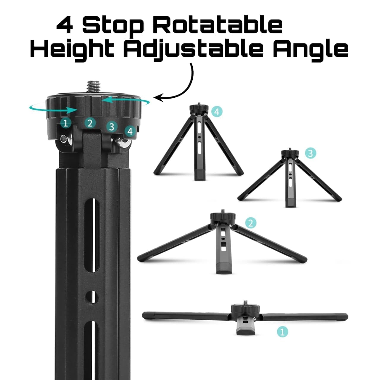 Aluminium Universal 4 Stop Height Adjustable Tripod