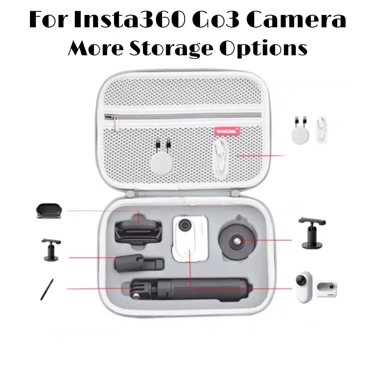 Carrying Case Bag for Inst360 Go3 & Accessories Storage Protective PU Case