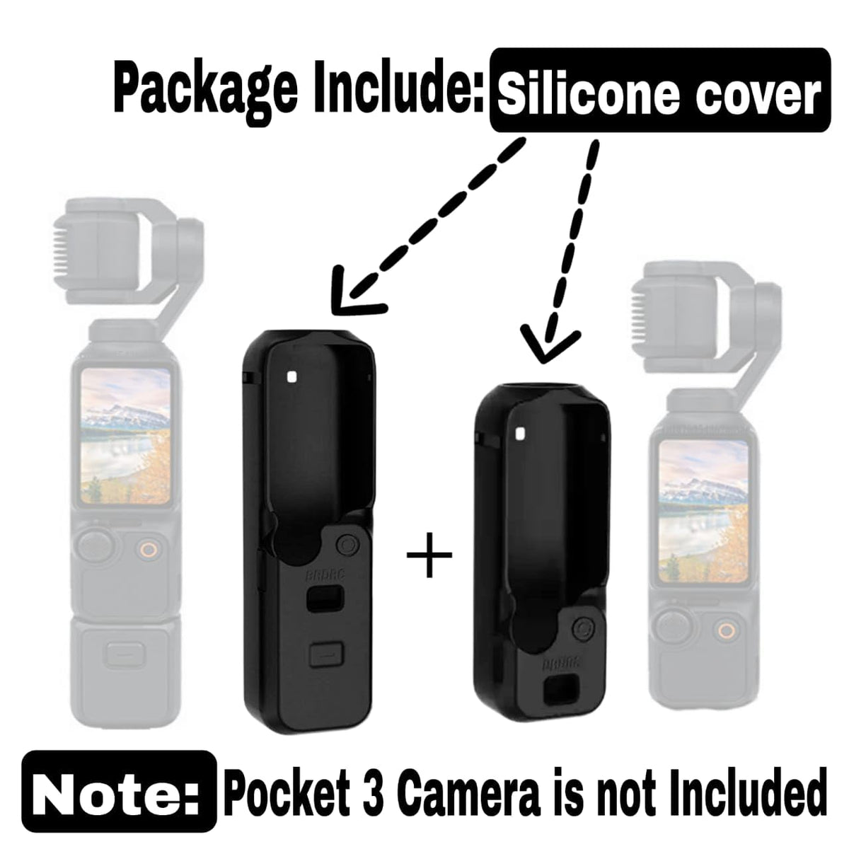 Silicone Covers for DJI Osmo Pocket 3 (1 Pair, Small and Medium, Black) (view 2)