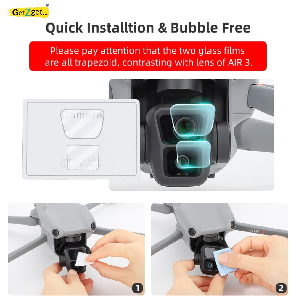HD Tempered Glass For Dji Mavic Air 3 Gimbal Camera Dual Lens Scratch Protector Guard 9H Hard 2.5d Curve edge Camera Glass Accessories(Pack of 2)