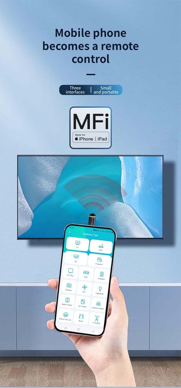 Ocrustar MFi Mini IR Blaster Remote Adapter for iPhone 15 to 17 (Type-C) (view 6)