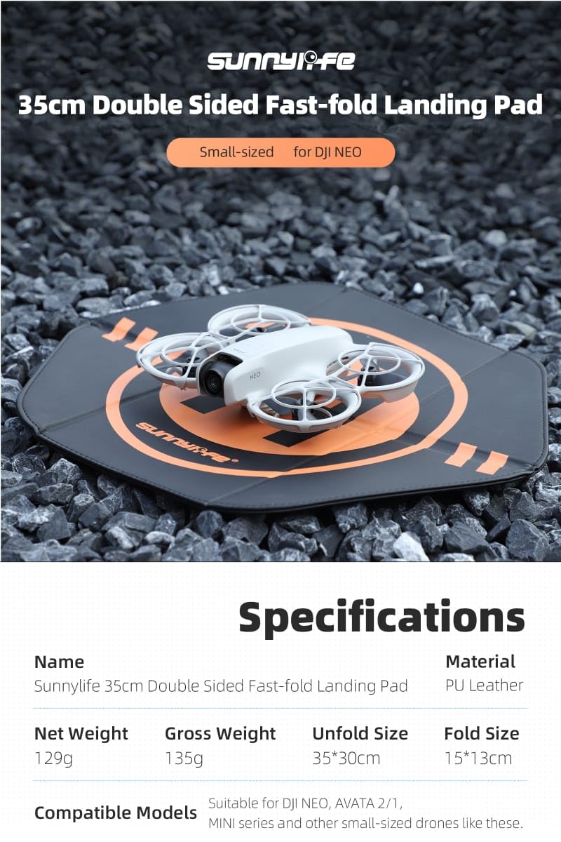 GetZget® Sunnylife Hexagonal PU Leather Landing Pad For DJI Neo, Flip, Mavic Mini/Mini 2/3/ 4 Pro, Avata 1/2, Tello Waterproof Safety Helipad Accessories(35cm)