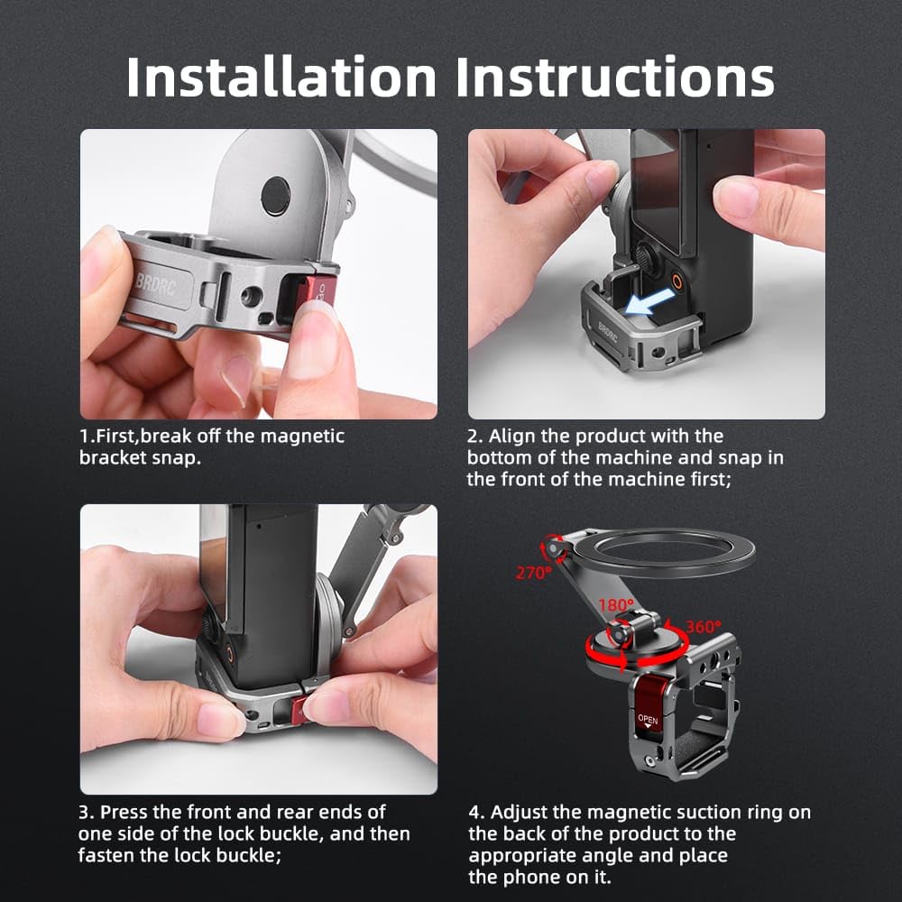 GetZget® Magnetic Expansion Bracket Mount For DJI Osmo Pocket 3 for Magsafe, Pocket 3 Accessories Expansion Adapter,Aluminium Magnet Teleprompter Holder Desktop Camera Accessories