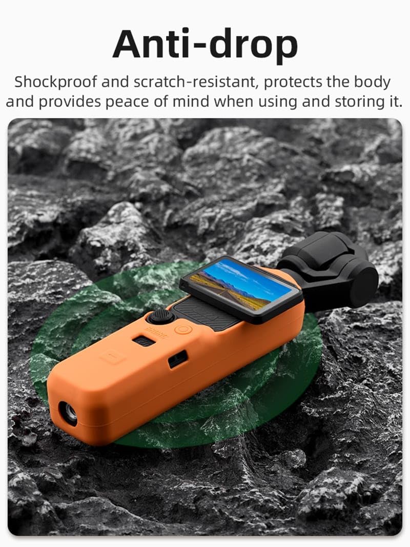 Silicone Cover for DJI Osmo Pocket 3 Camera Scratch Protector Cover 1 Pair Small & Medium case Accessories (Orange)