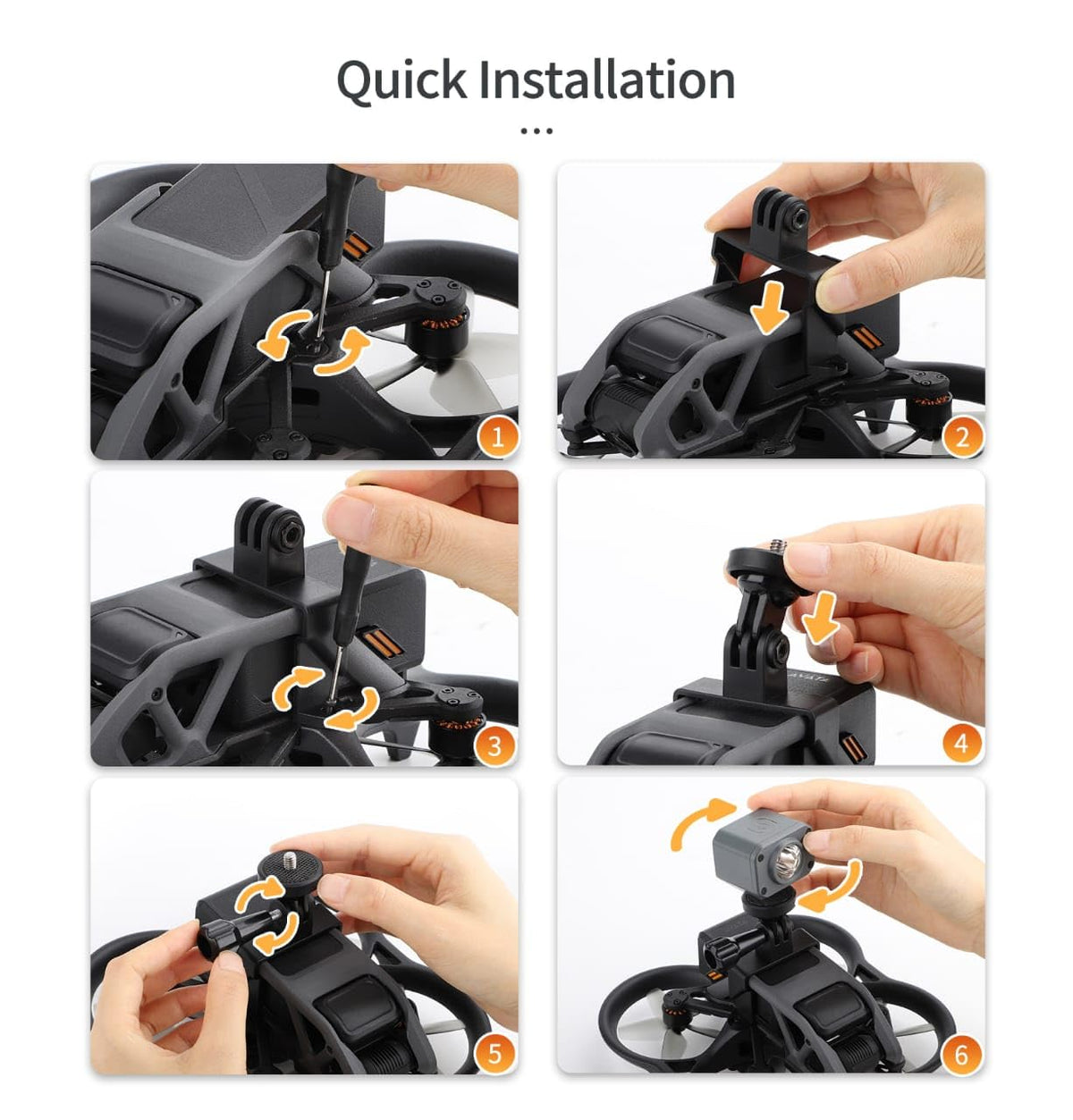 Action Camera Holder for DJI Avata (Insta360, GoPro, Osmo Pocket, Lights) (view 3)