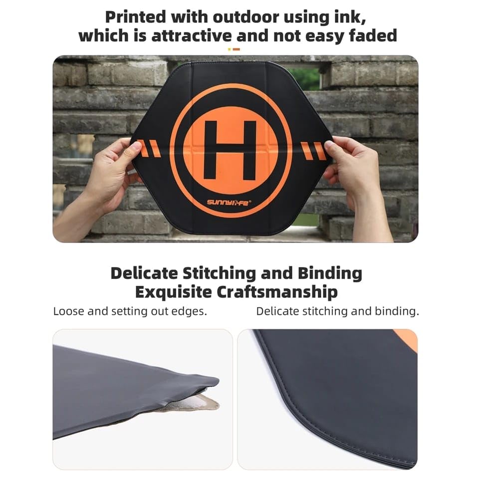GetZget® Sunnylife Hexagonal PU Leather Landing Pad For DJI Neo, Flip, Mavic Mini/Mini 2/3/ 4 Pro, Avata 1/2, Tello Waterproof Safety Helipad Accessories(35cm)