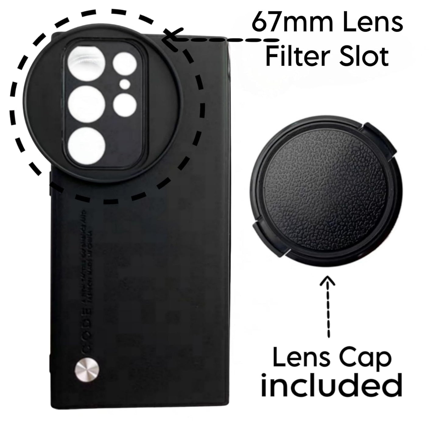 Samsung Galaxy S25 Ultra Phone Case with Lens Cap Cover Support 67 mm ND Filter (Black)