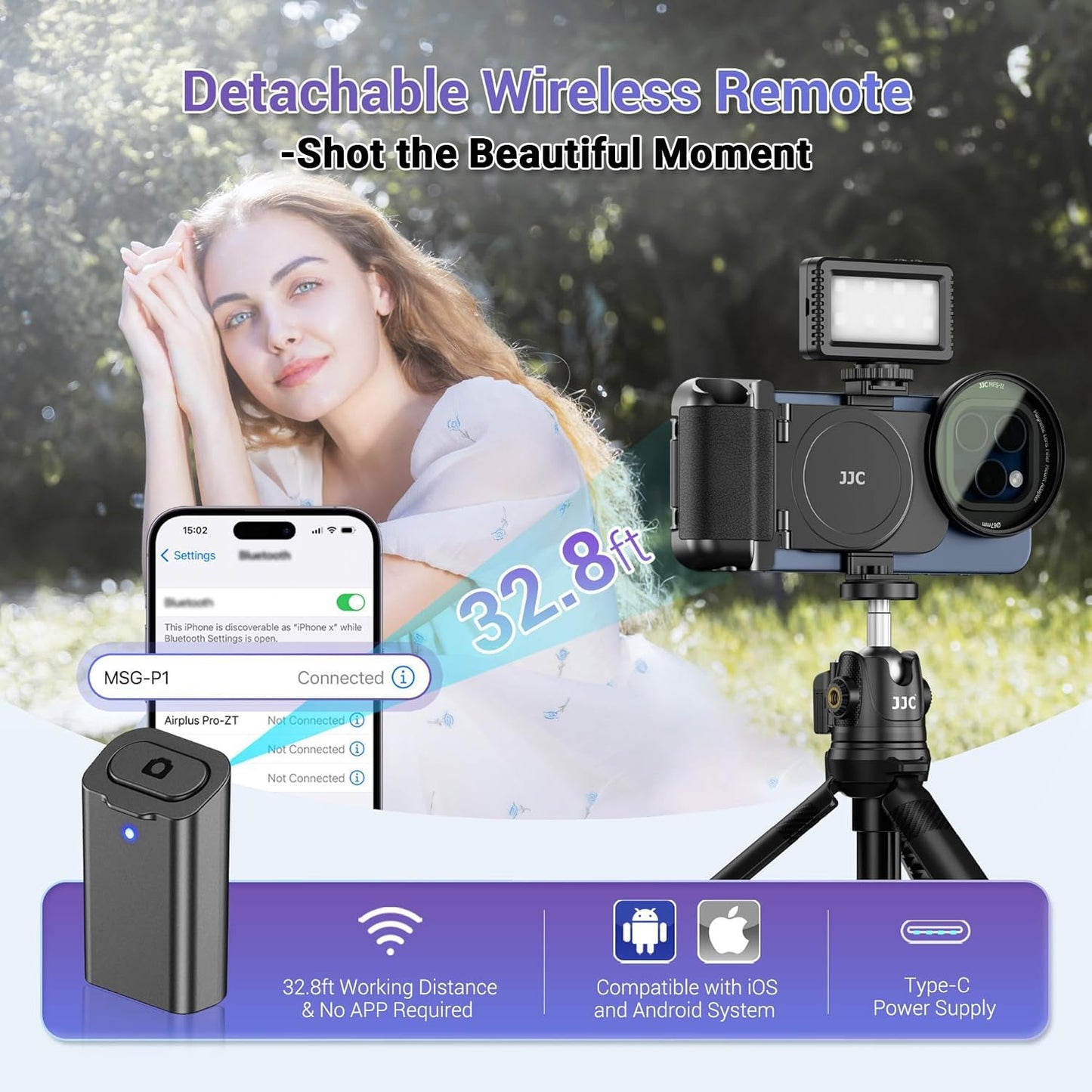 (1+1) 67mm Magnetic Phone Lens Filter Adapter + Phone Snap Grip for iPhone 16 15 14 Pro/Pro Max Plus, Lens Filter Ring Adapter with 1/4-20" Screw & Cold Shoe Pull-Out to fit Pro Max