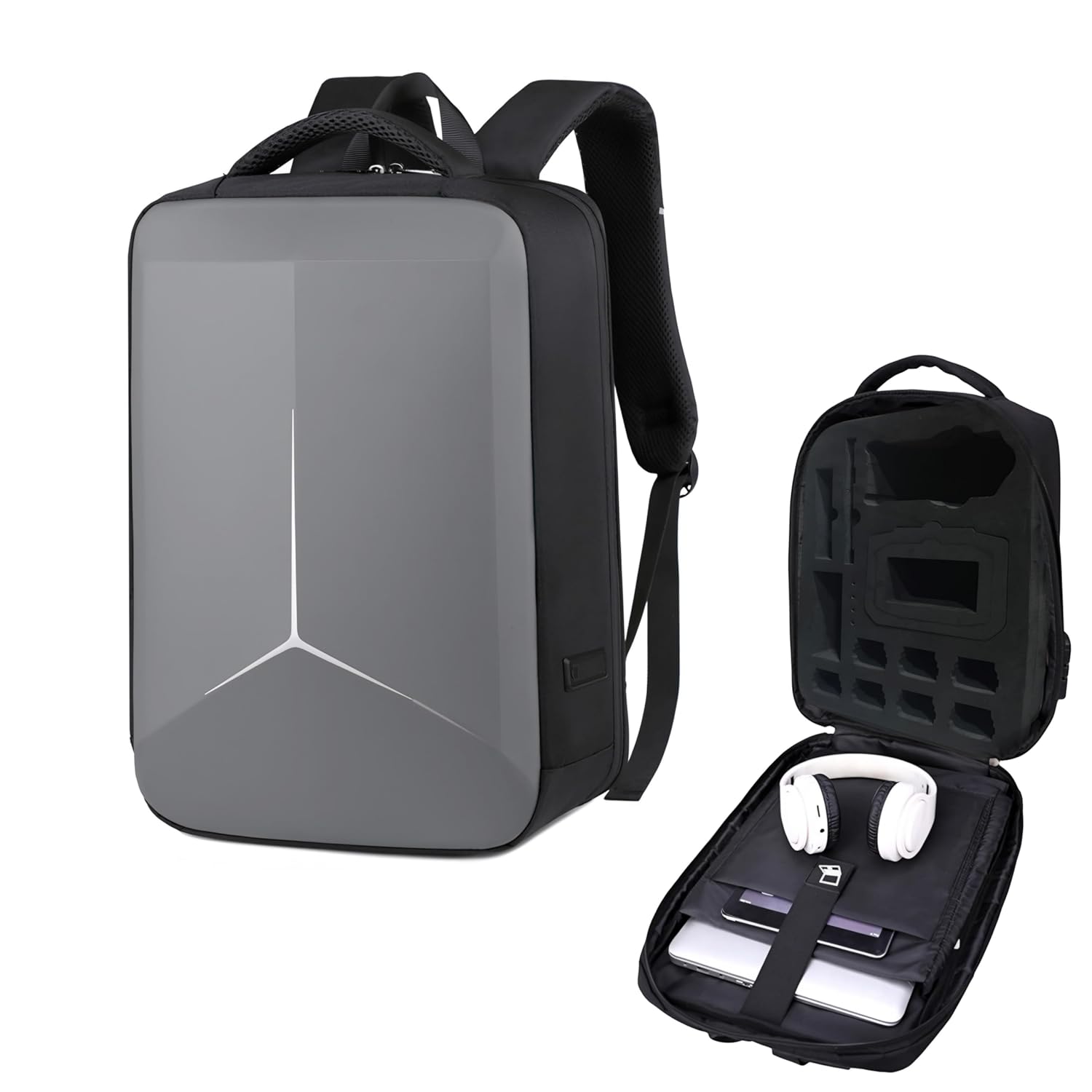 Dji Air 2/ 2S & Accessories Storage Backpack equipped with Number Lock, EVA Foam, Double safety Belt & Charging Point (Grey)