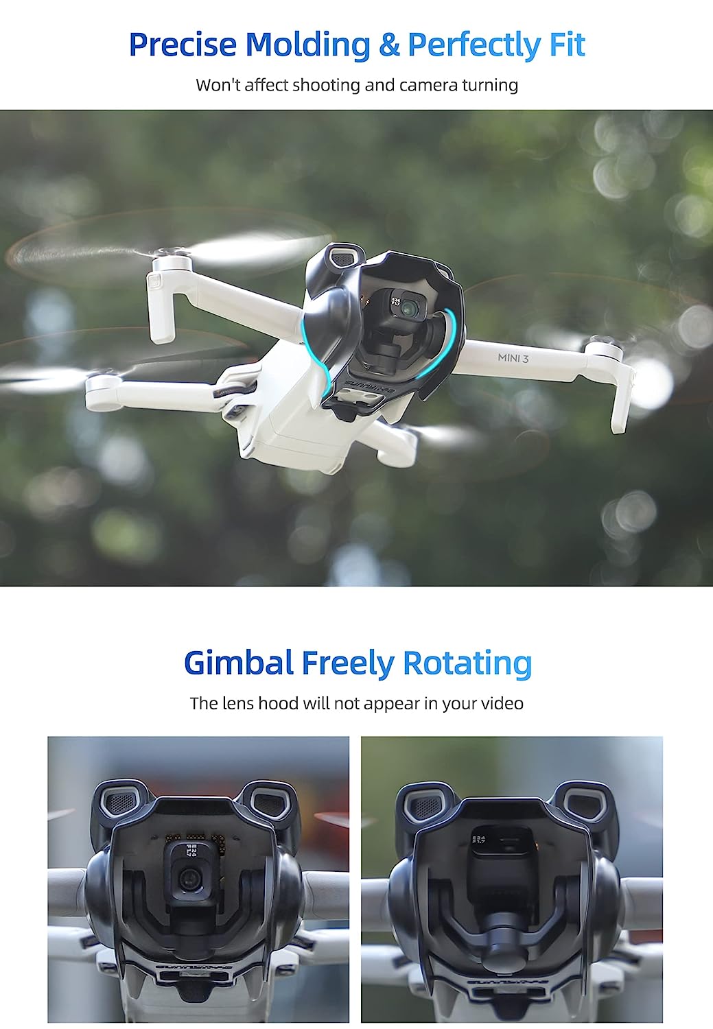Lens Sun Hood for DJI Mini 3 Gimbal (Not for Mini 3 Pro) (view 9)
