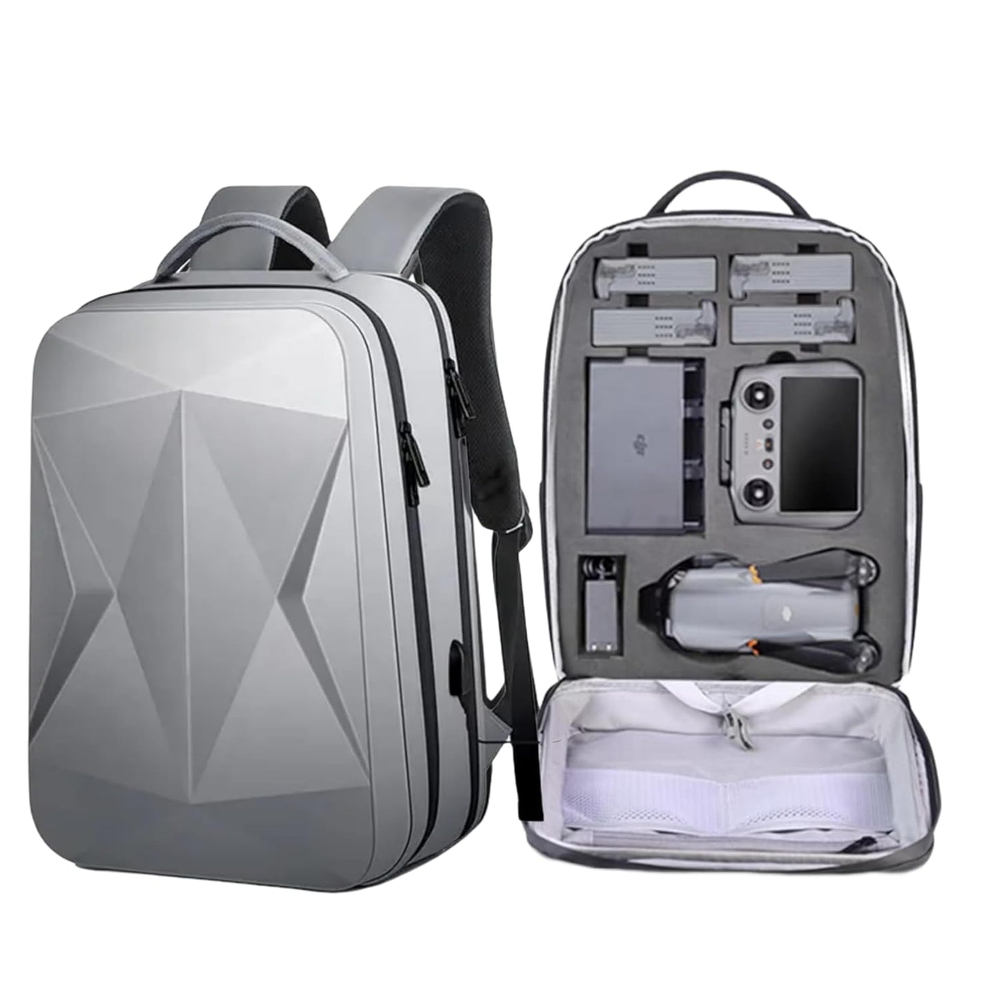 GETZGET Multipupose Hard Waterproof Backpack for DJI Air 3 & 3S Accessories Storage (Grey)