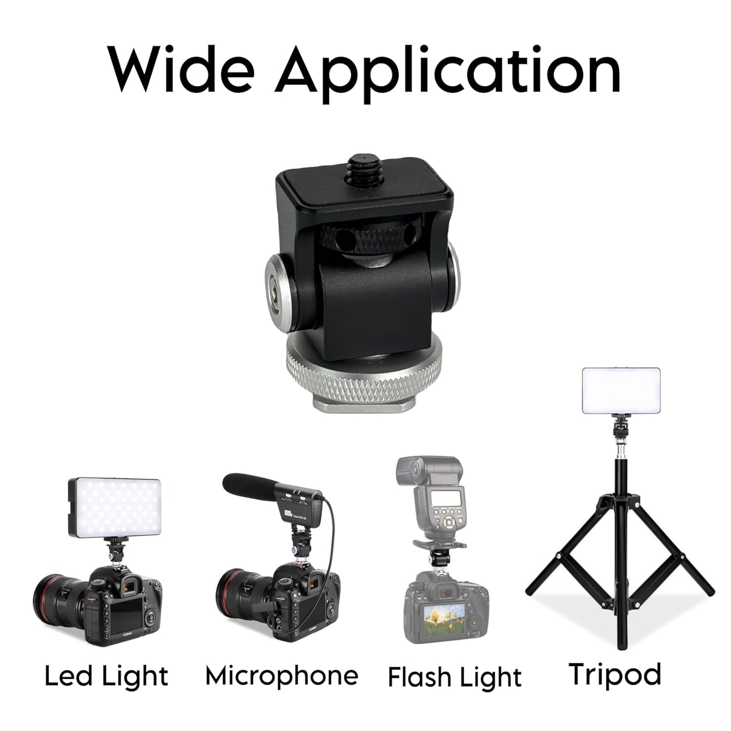 Adjustable Rotatable Mini 1/4 Screw Hot Shoe Mount for DSLR Camera, Tripod, Moniter, Mic, Flash LED Light Cold Shoe Adapter