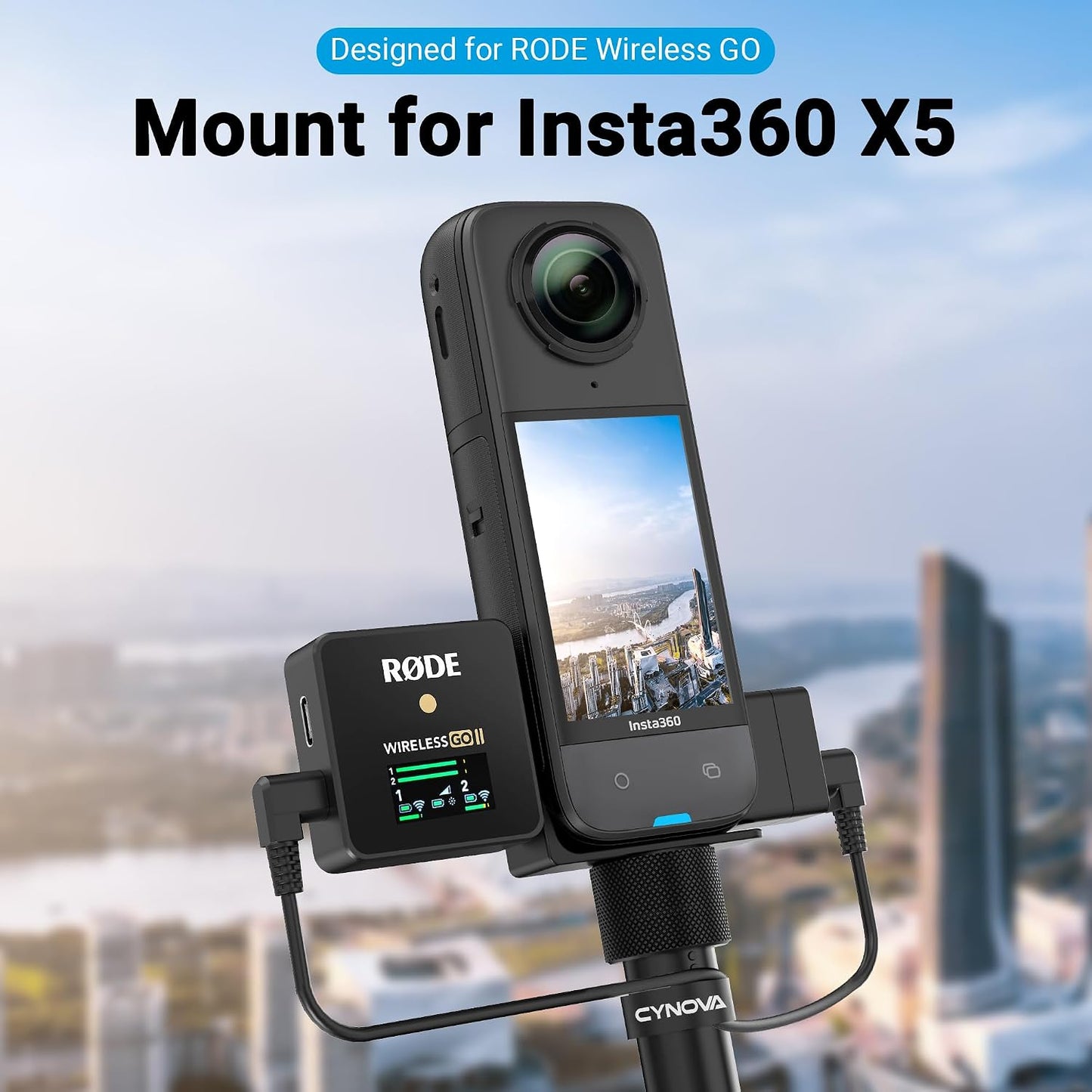 Invisible Mic Cold Shoe for Insta360 X5, RØDE Wireless GO Microphone Holder