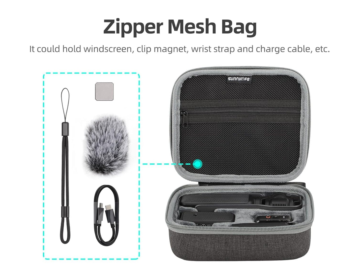 Sunnylife Compact Carrying Case Bag for DJI Pocket 3 Camera & Accessories