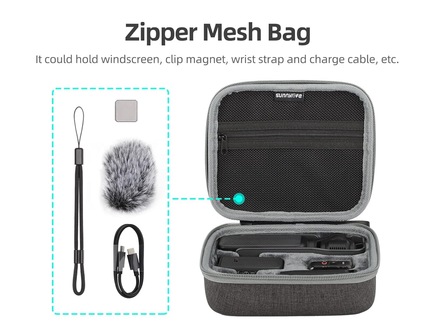 Sunnylife Compact Carrying Case Bag for DJI Pocket 3 Camera & Accessories
