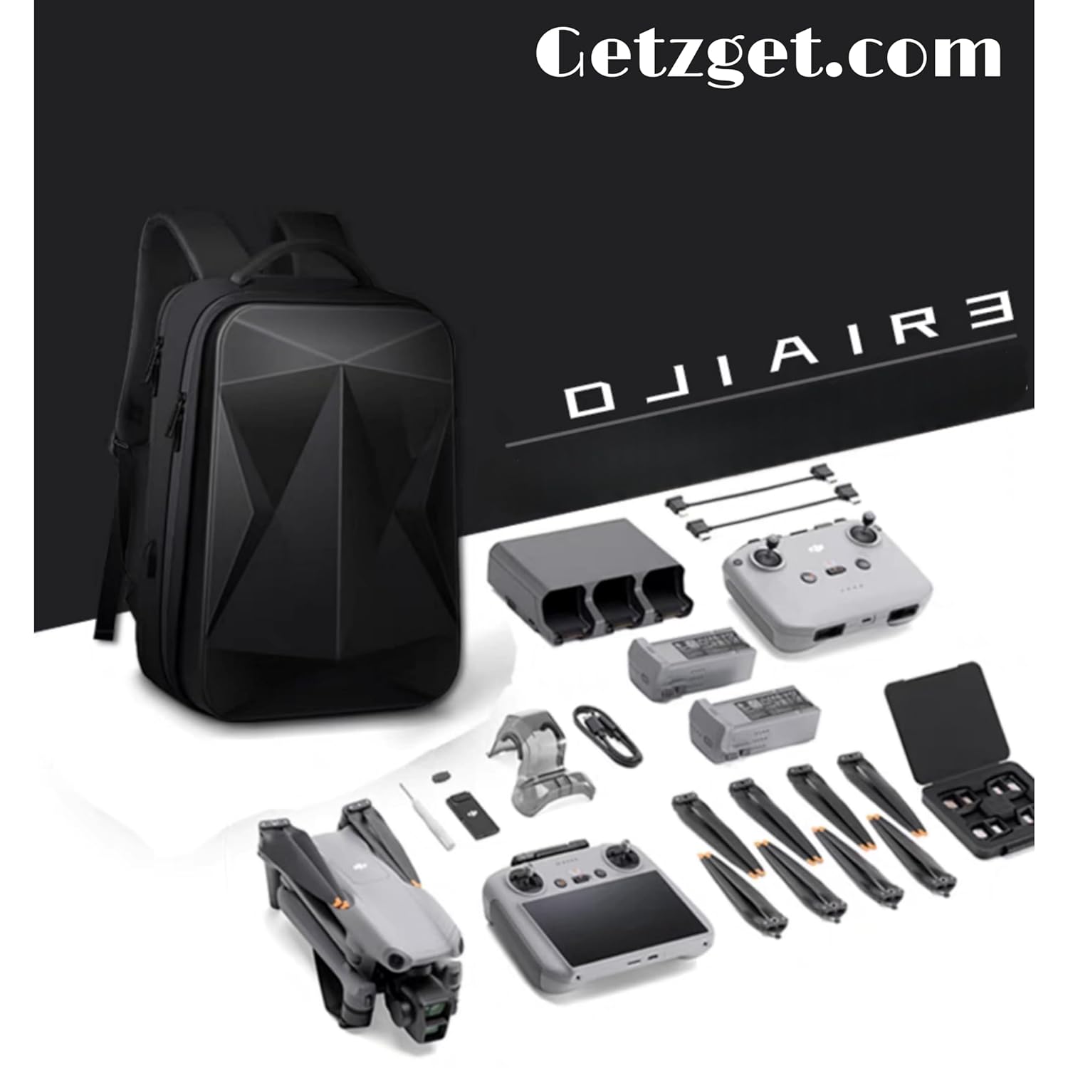 Waterproof Backpack for DJI Air 3 & Accessories Storage (Black)