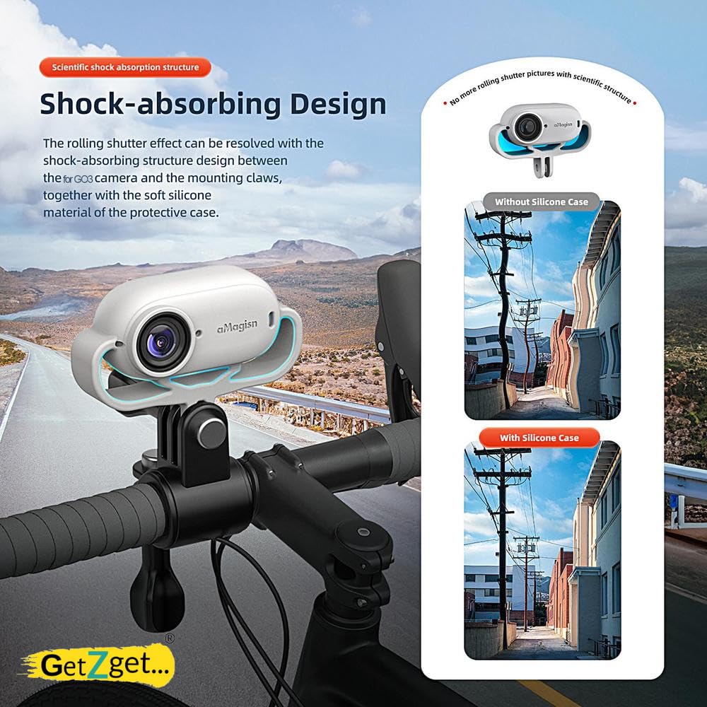 Horizontal Mount Cover for insta360 Go 3 Silicone Case Shockproof Designed Mount Frame 1/4 Thread Adapter Install on DJI Drone, Bike, Cycle, Helmet Camera Protection Accessories (Black)