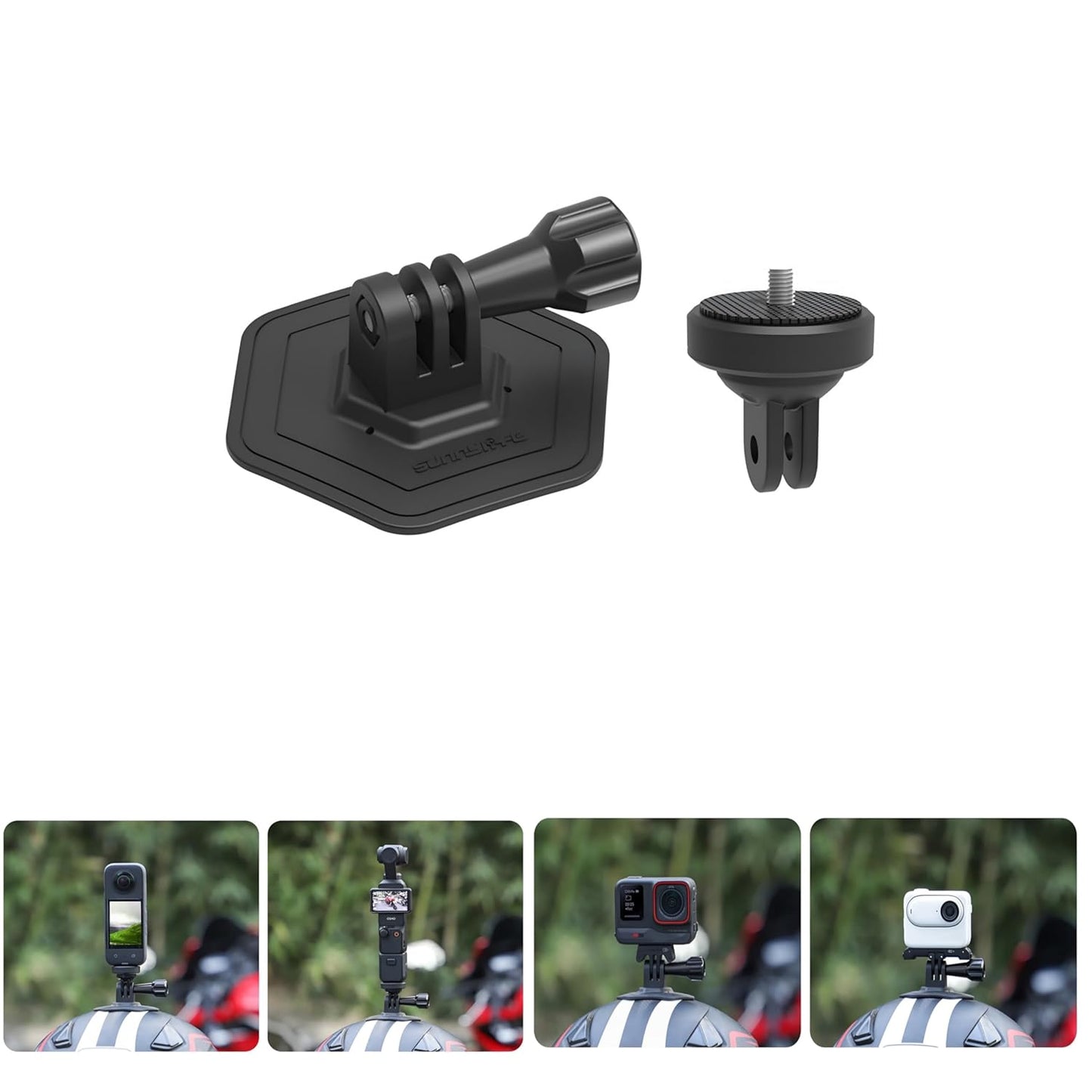 GetZget® Sunnylife Flexible Adhesive Helmet Mount For DJI Osmo 360, Pocket 3, Action 4/5/5pro, Insta 360 X5/X4/X3, Go Pro Hero 12/11/10 Action Camera Accessory