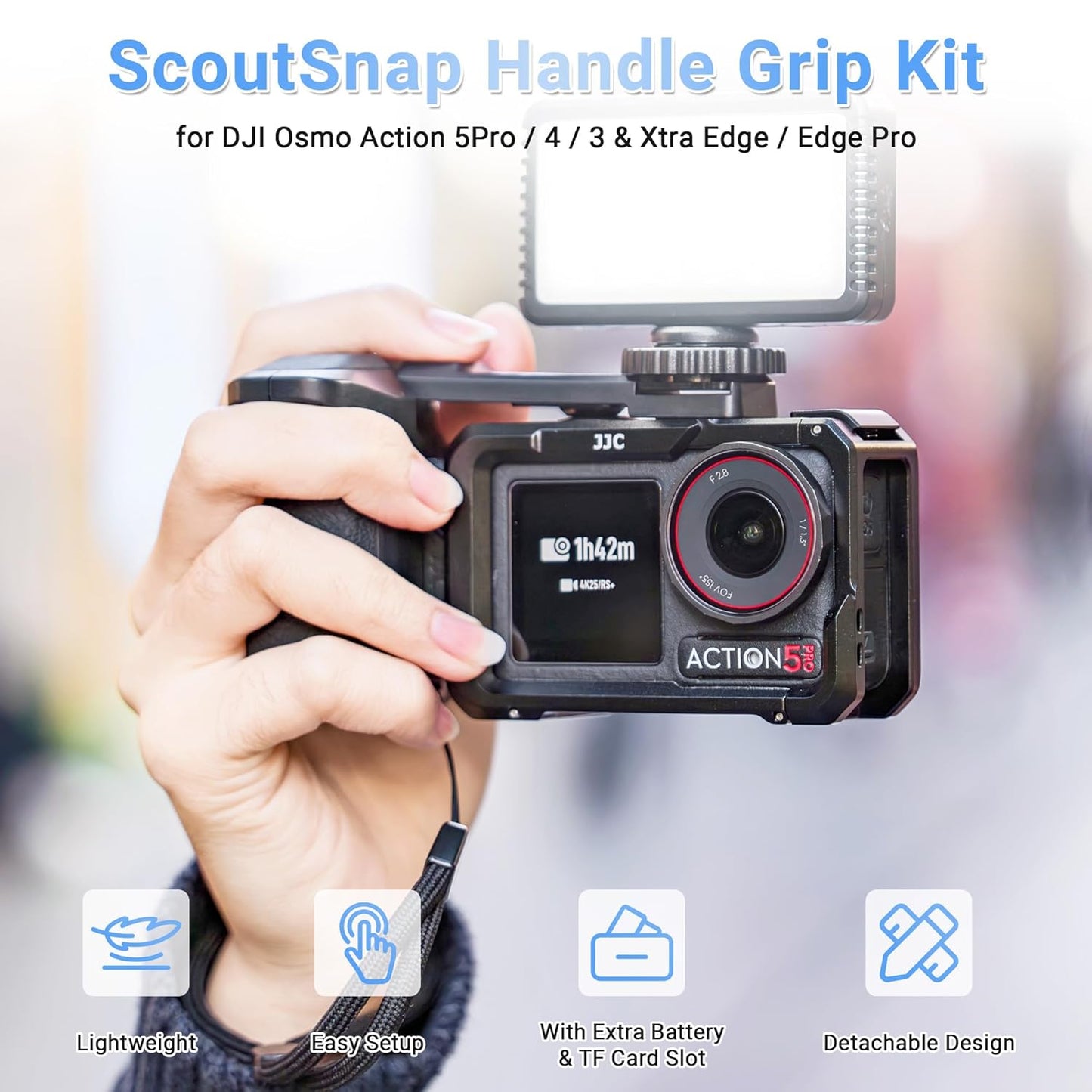 JJC Handle Grip Kit for DJI Osmo Action 3/4/5 Pro / Xtra Edge Pro Accessories