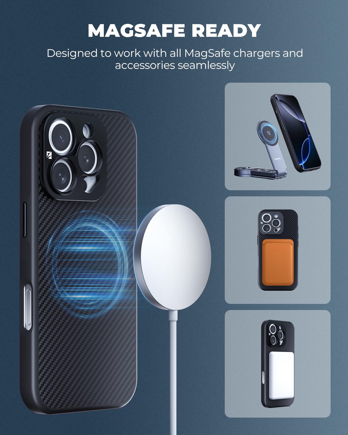 FREEWELL Cellular Phone CASE for iPhone 15 Pro Magnetic Filter Support, 17mm Lens Slot, Black