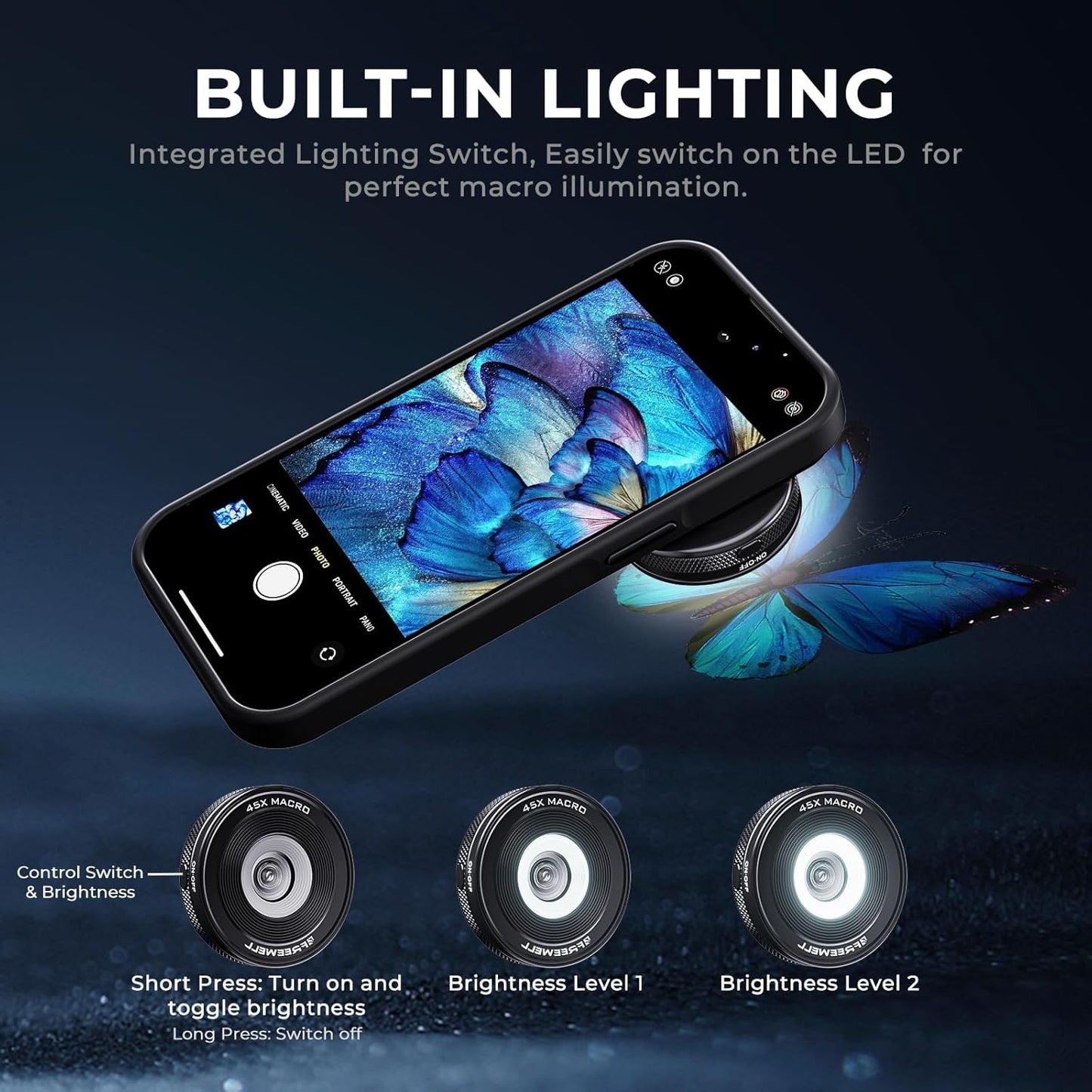Freewell 45x Macro Lens for Smartphones 17mm Threaded Extreme Detail Close-Ups Lens