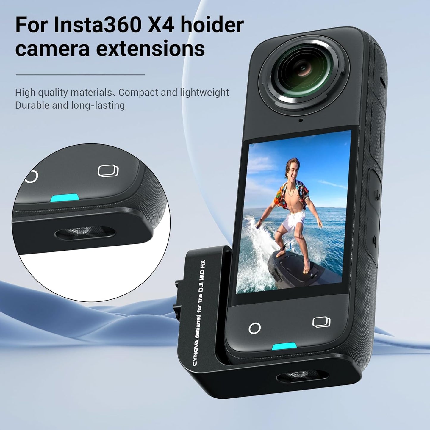 Mount Cold Shoe For With Insta360 X4 / X3 For DJI Mic 2 Microphone Holder(With 3.5Mm Audio Cable)