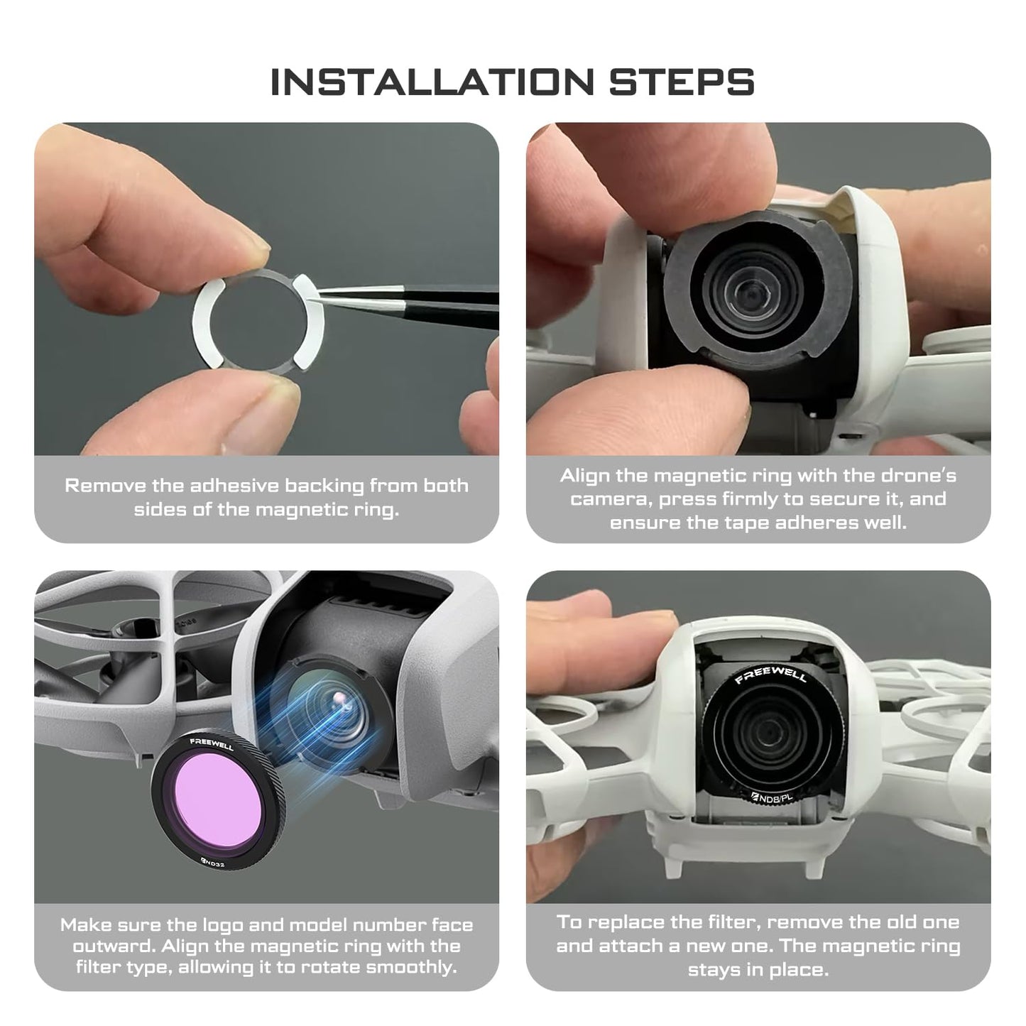 Freewell Magnetic Filters for DJI Neo 3 - Pack CPL, UV, and Black Glow Mist 1/4 Filters