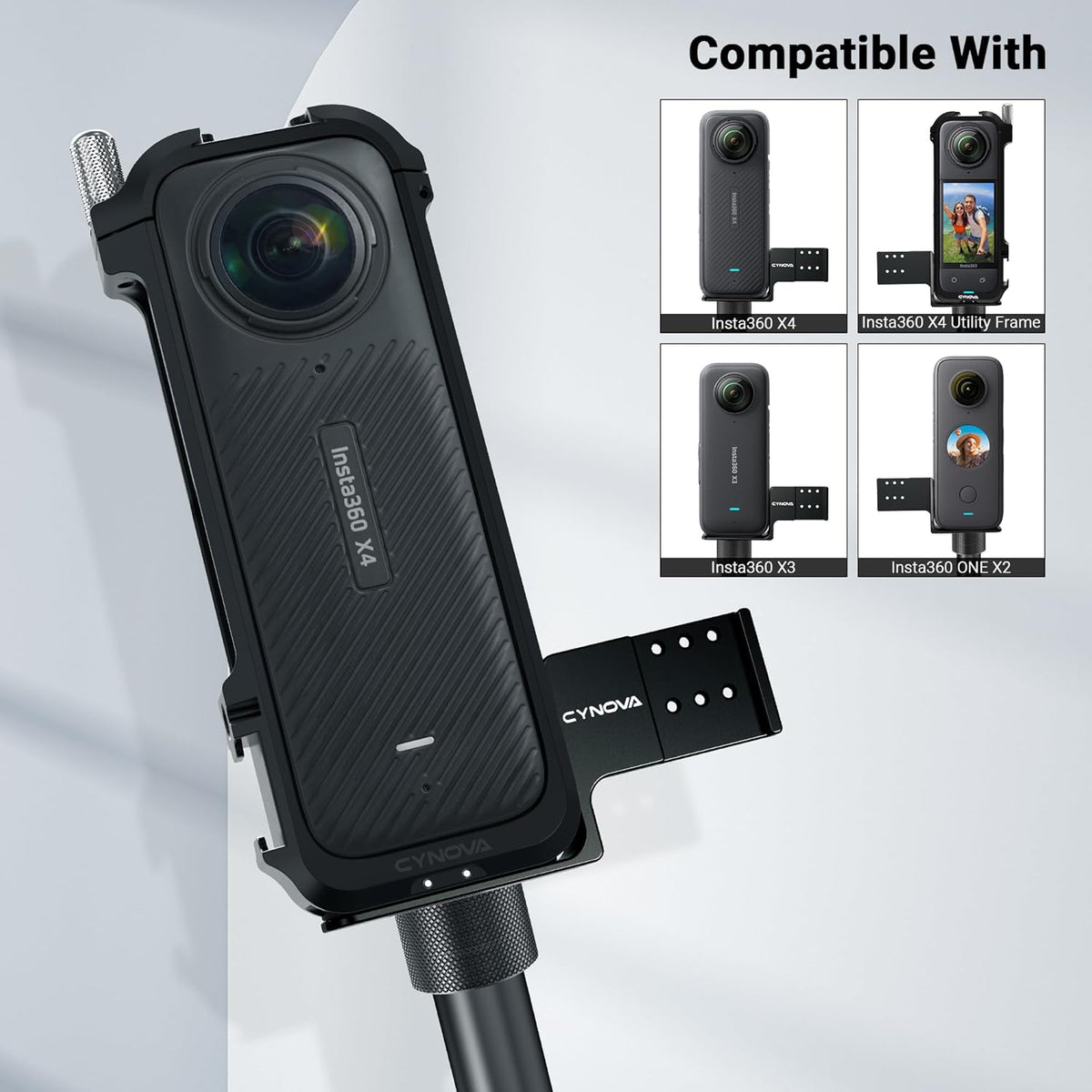 Cynova External Mic Mount Bracket for Insta360 X5, X4, X3 and X2 (view 3)