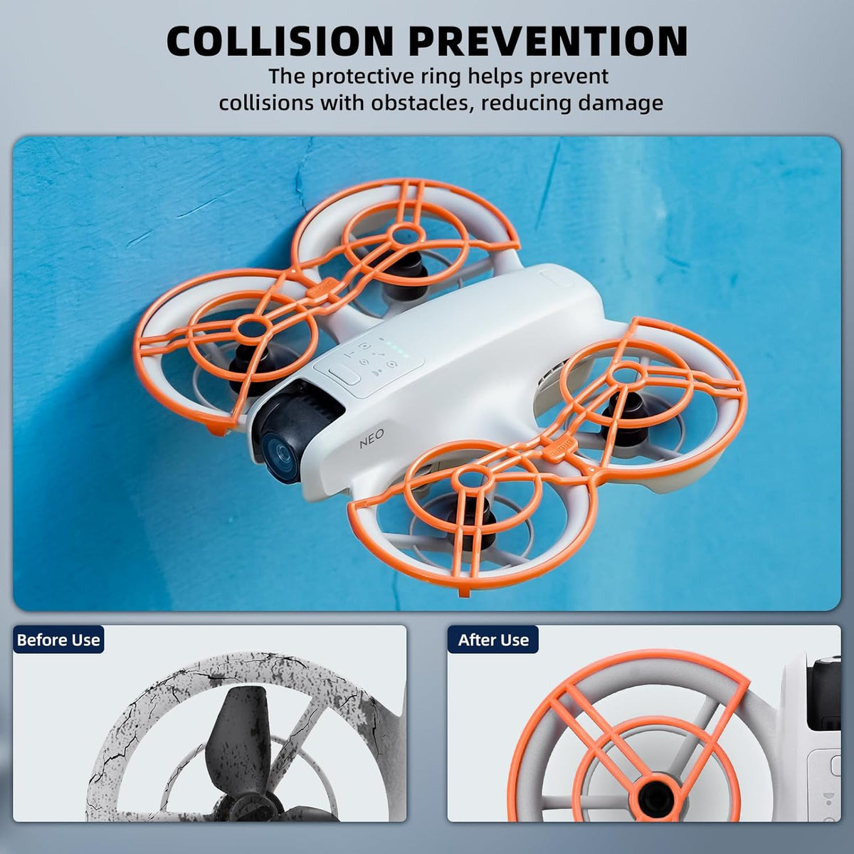 Lightweight Propeller Guard + Landing Gear Extensions for DJI Neo (Grey) (view 3)