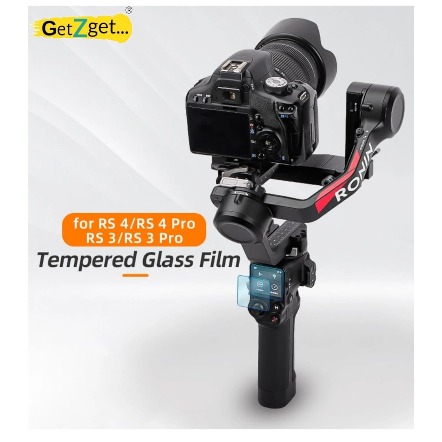 GetZget® Tempered Glass Compatible with Dji Ronin Rs 4 Gimbal screen protector Guard 9H Hardness 2d Curved edge HD Clarity accessories(Pack of 2 Glass)