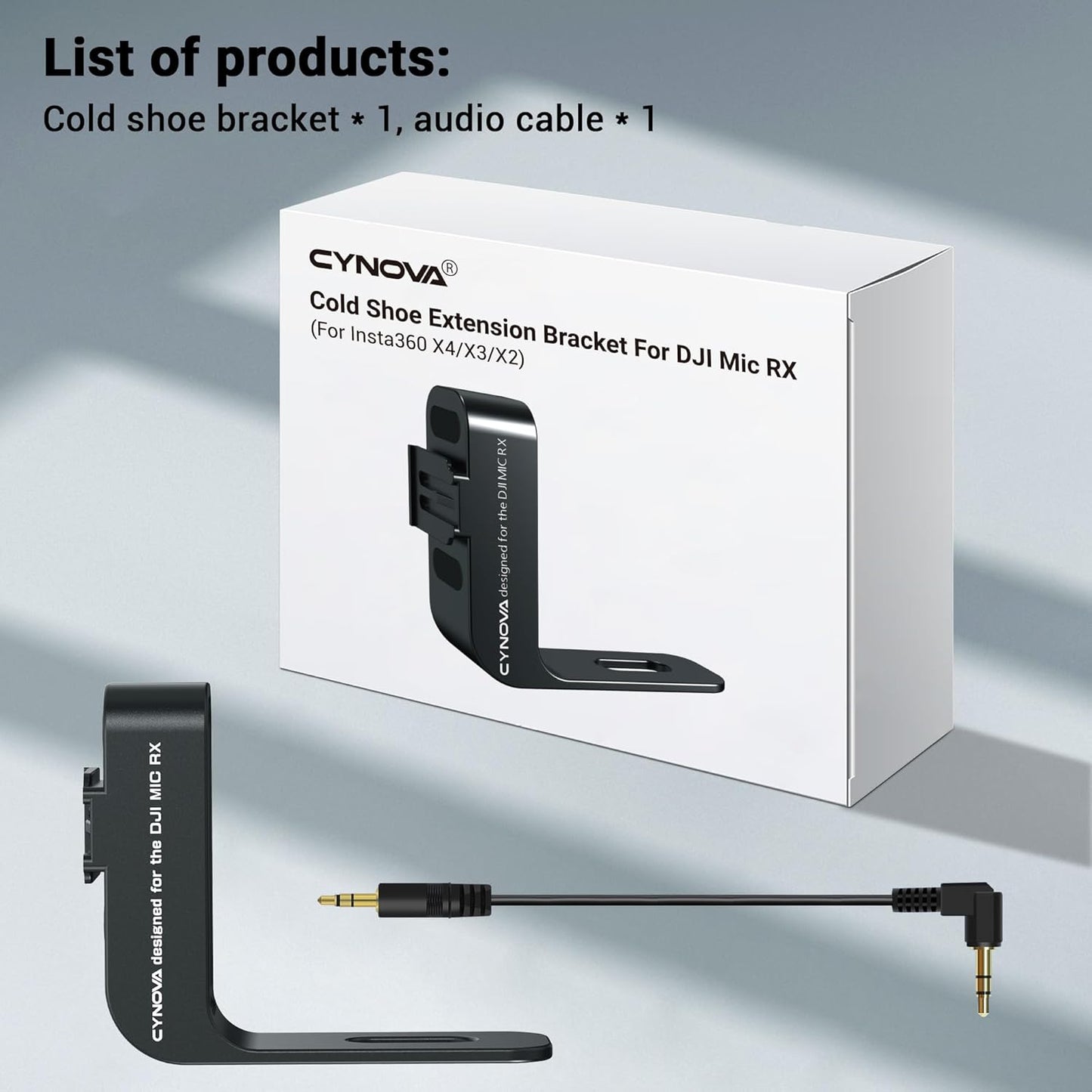 Mount Cold Shoe For With Insta360 X4 / X3 For DJI Mic 2 Microphone Holder(With 3.5Mm Audio Cable)