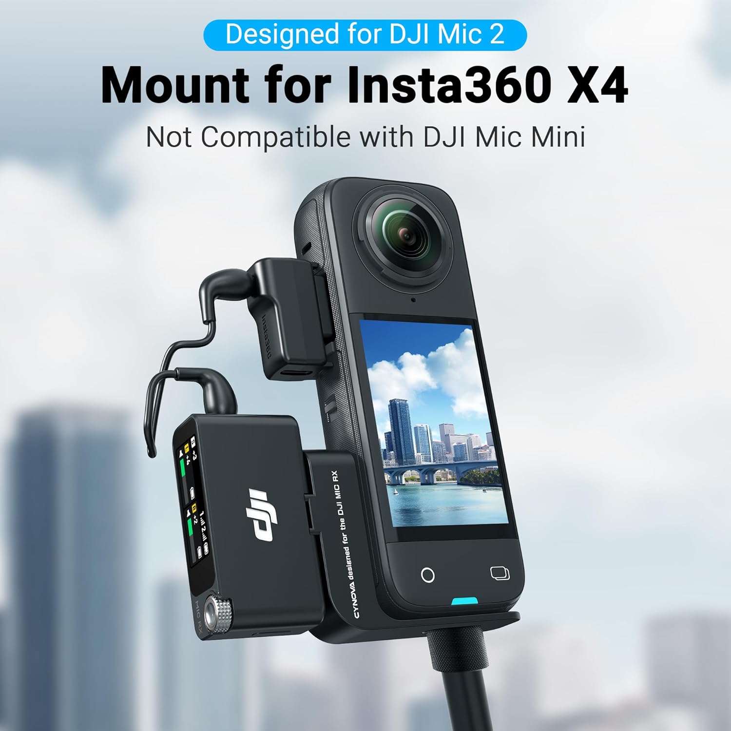 Insta360 X4 / X3 For DJI Mic 2 Microphone Holder(With 3.5Mm Audio Cable)