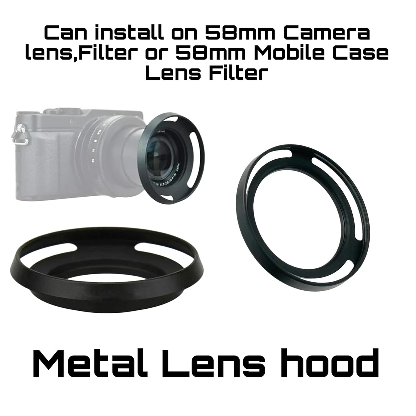 58mm Lens Hood Compatible with oneplus12, iPhone 14/15 pro & pro max, Xiaomi 14 Mobile Cover, DSLR Camera Lens Protector Accessories